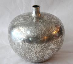 Vintage Japanese Nickelled Patina Bronze Ikebana Flower Vase