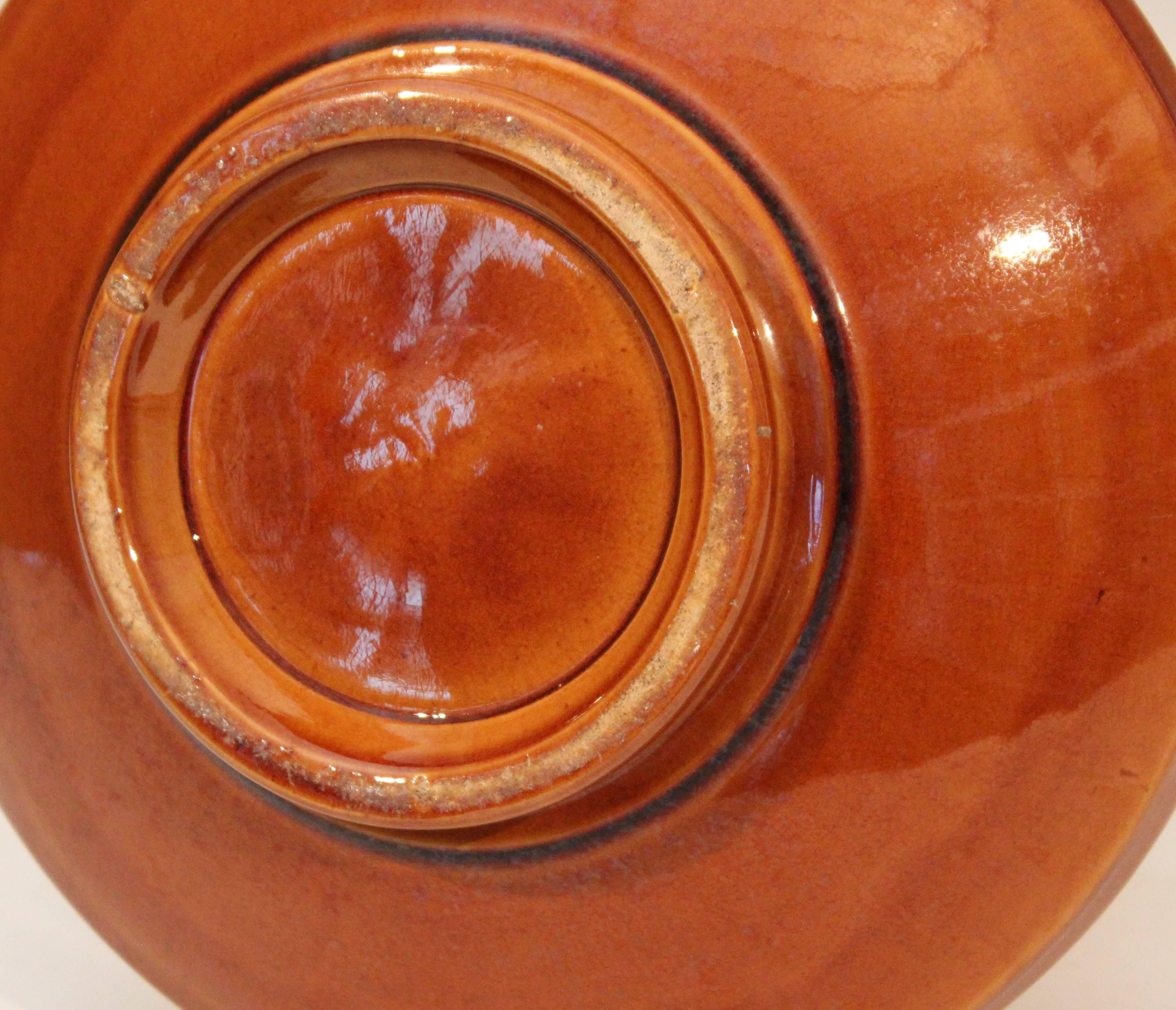 Turned Awaji Pottery Art Deco Flambe Vase with Flame Handles
