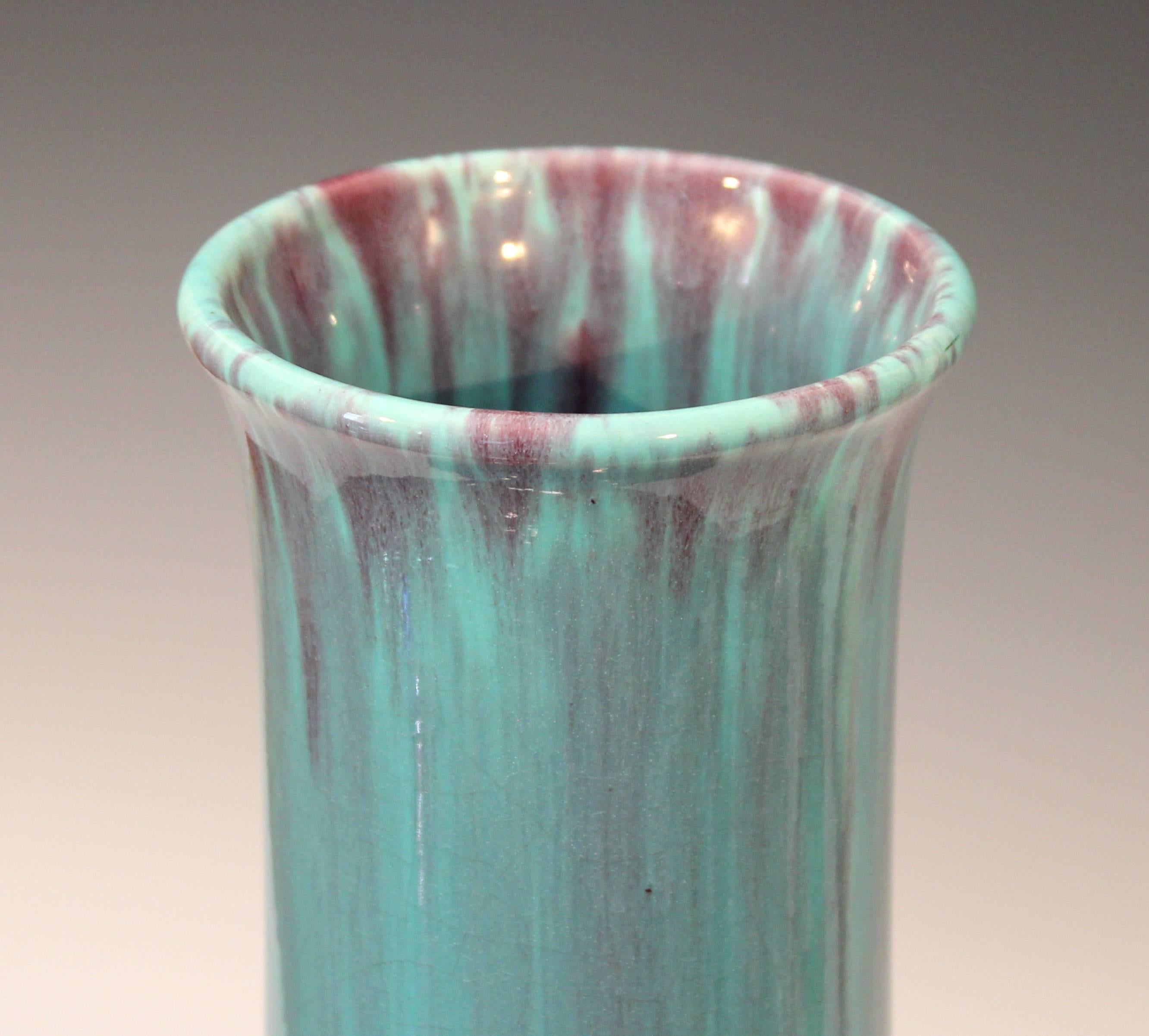 20th Century Antique American Art Pottery Flambe Vase Kangxi Form 