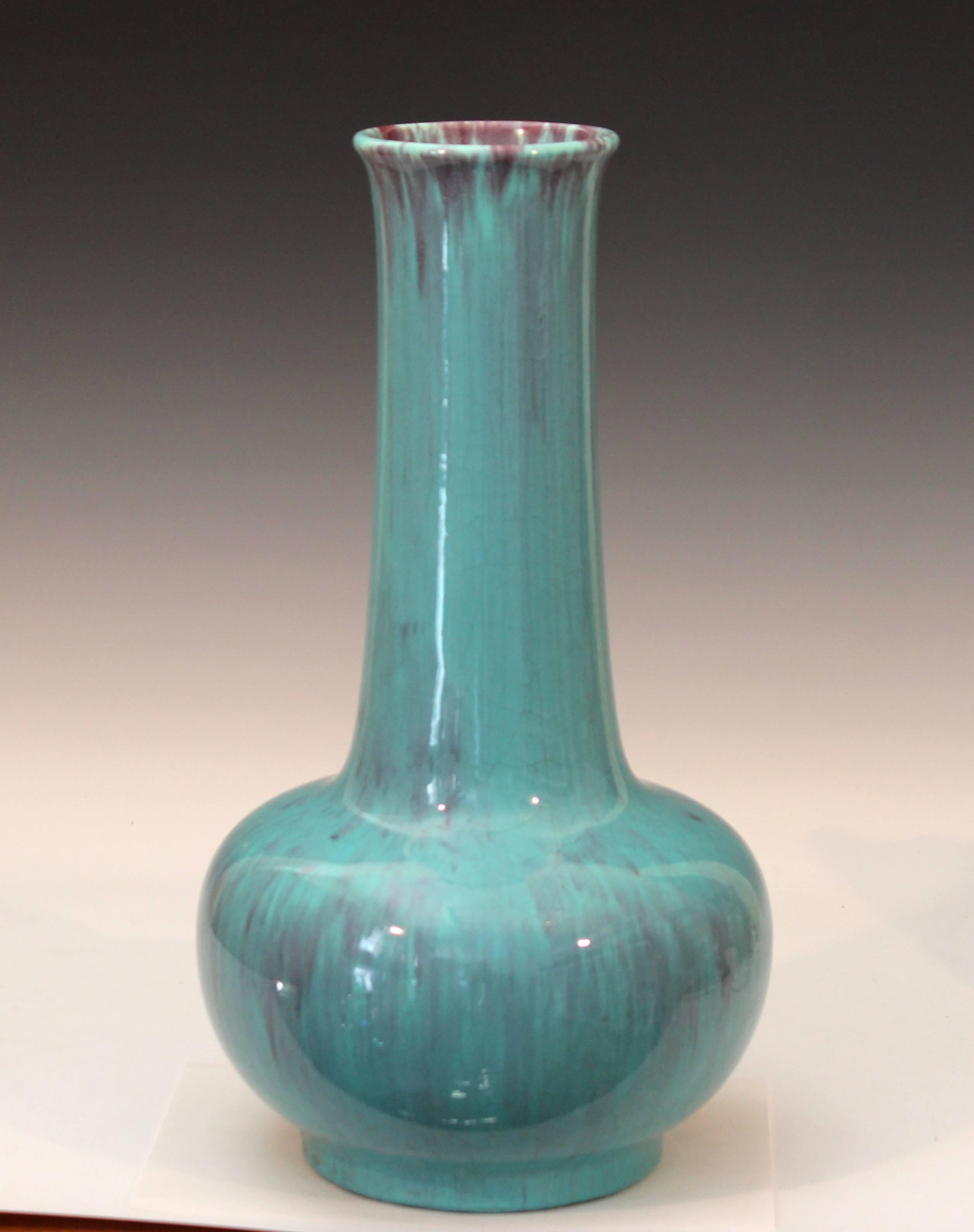 Antique American Art Pottery Flambe Vase Kangxi Form  1