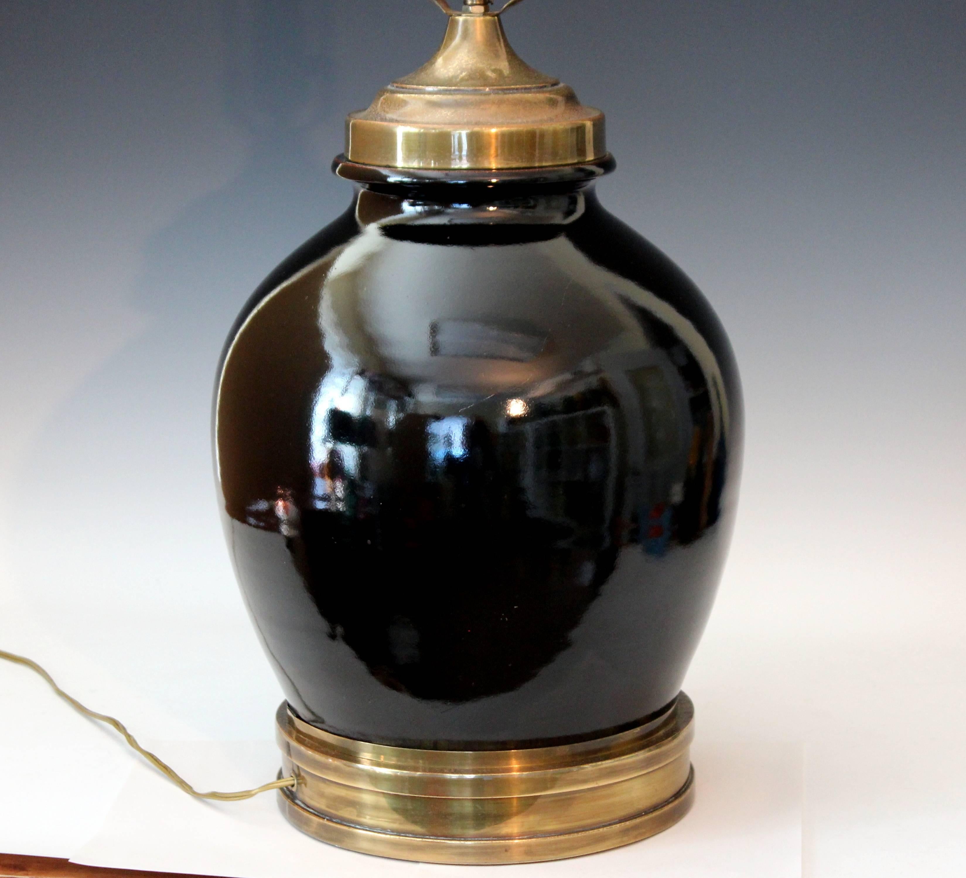 Meiji Large Vintage Mirror Black Brass Asian Style Hart Associates Lamp