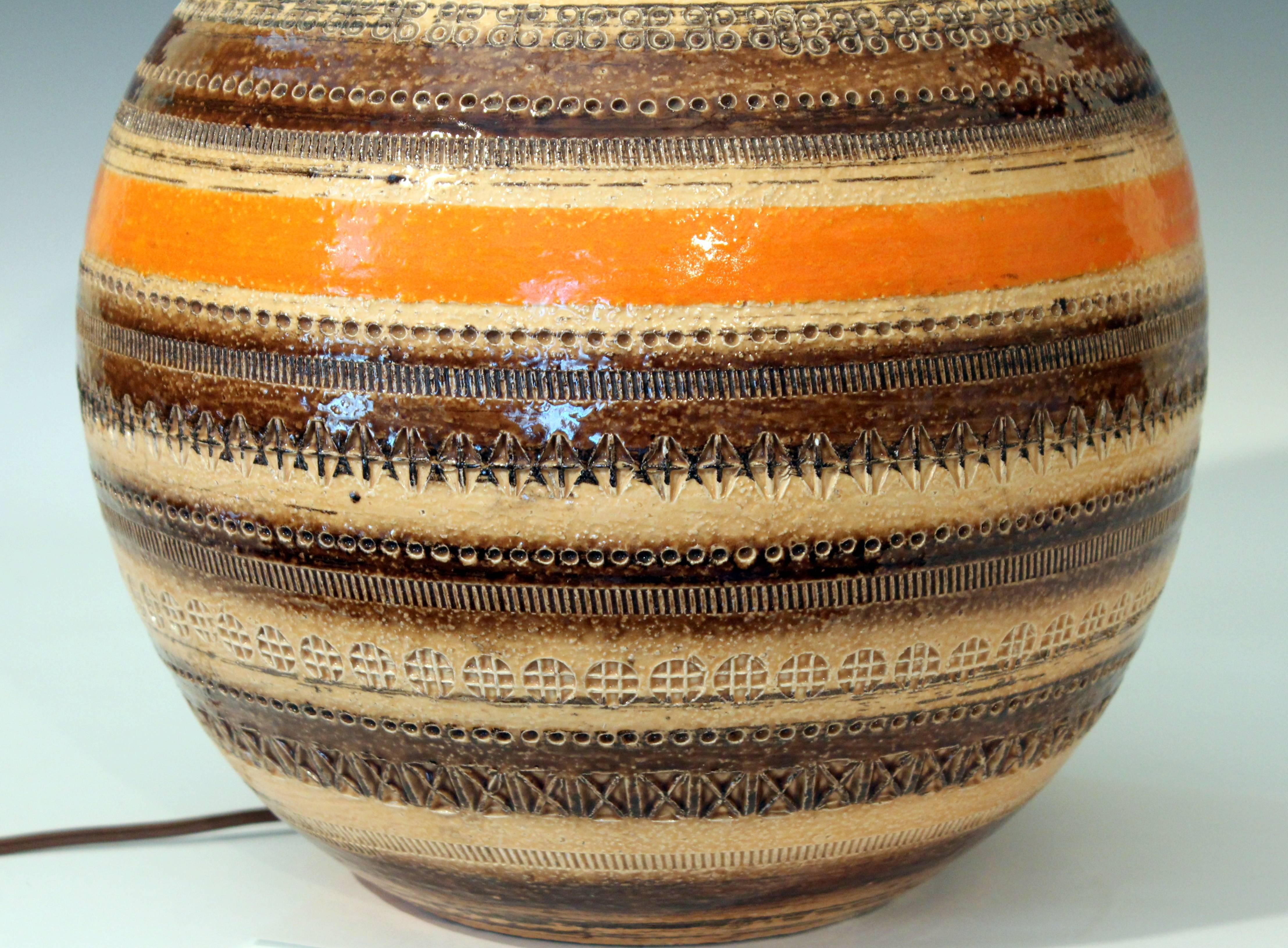 Turned Bitossi Londi Rimini Raymor MCM Sahara Decor Pottery Italian Ceramic Lamp