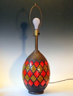 Large Bitossi Londi Raymor MCM Piastrelle Bicolore Pottery Italian Ceramic Lamp