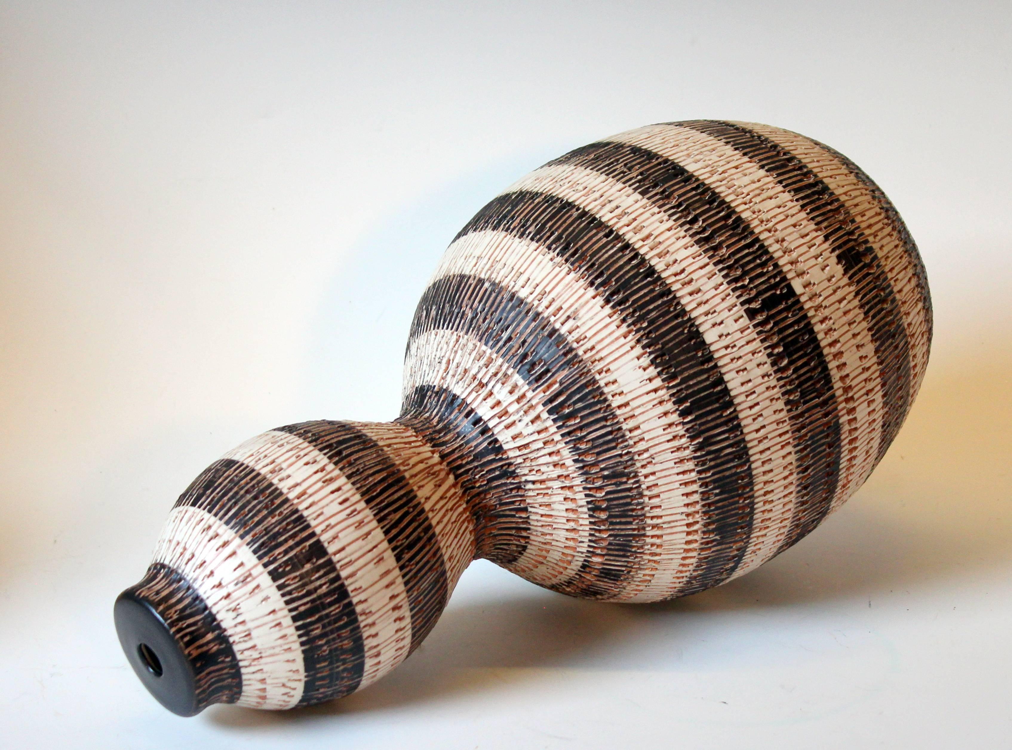 Mid-Century Modern Bitossi Londi Seta Double Gourd Raymor MCM Pottery Italian Ceramic Lamp Base