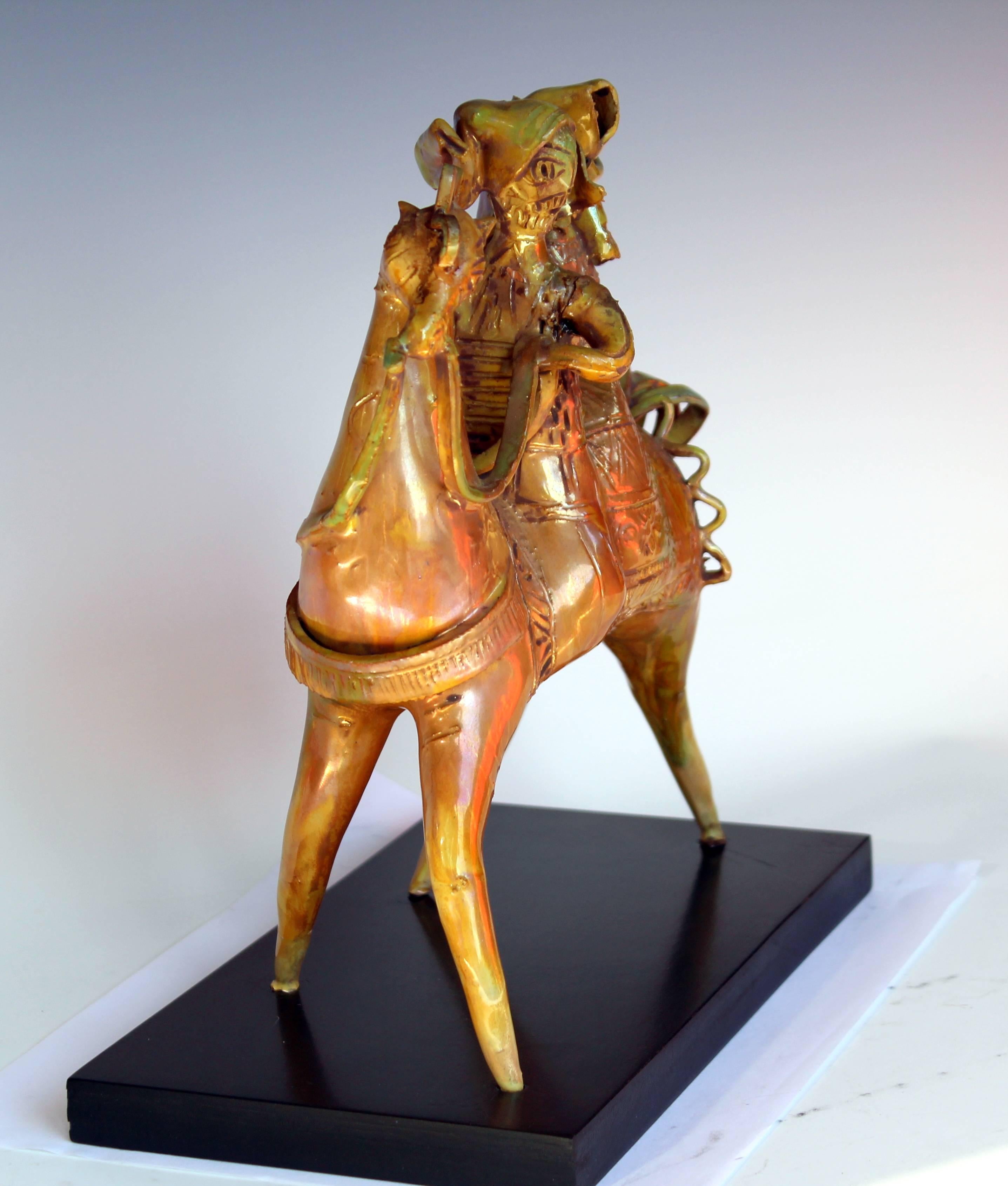 Modern Gavino Tilocca Italian Vintage Pottery Ceramic Sculpture Horse Rider Figure