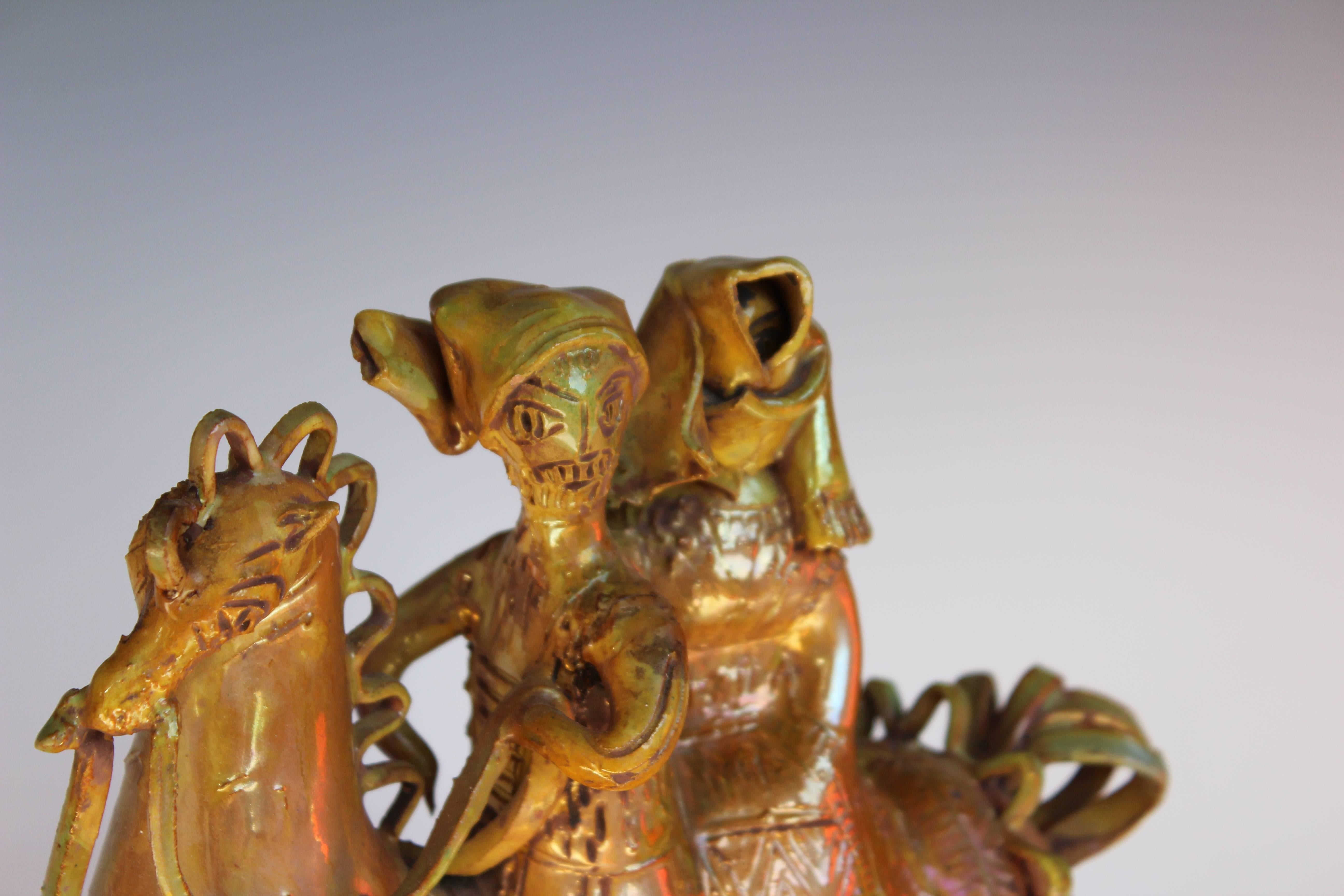 Gavino Tilocca Italian Vintage Pottery Ceramic Sculpture Horse Rider Figure 3