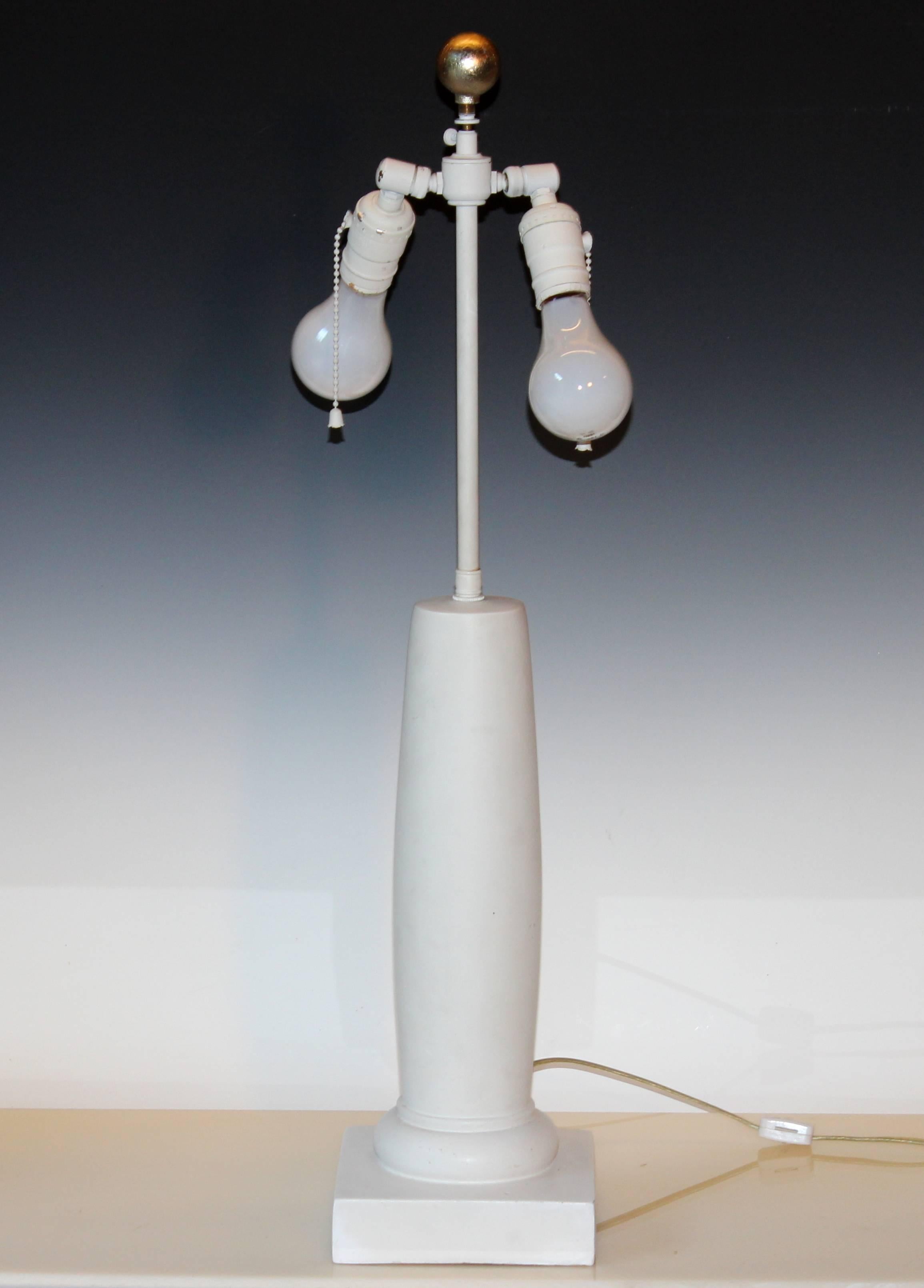 Vintage Sirmos table lamp in the form of a Doric column after a design by Diego Giacometti for Jean-Michael Frank. Circa 1970's. Double articulated socket cluster with separate on/off switch. 28" high overall, 6 1/2" square base. Original