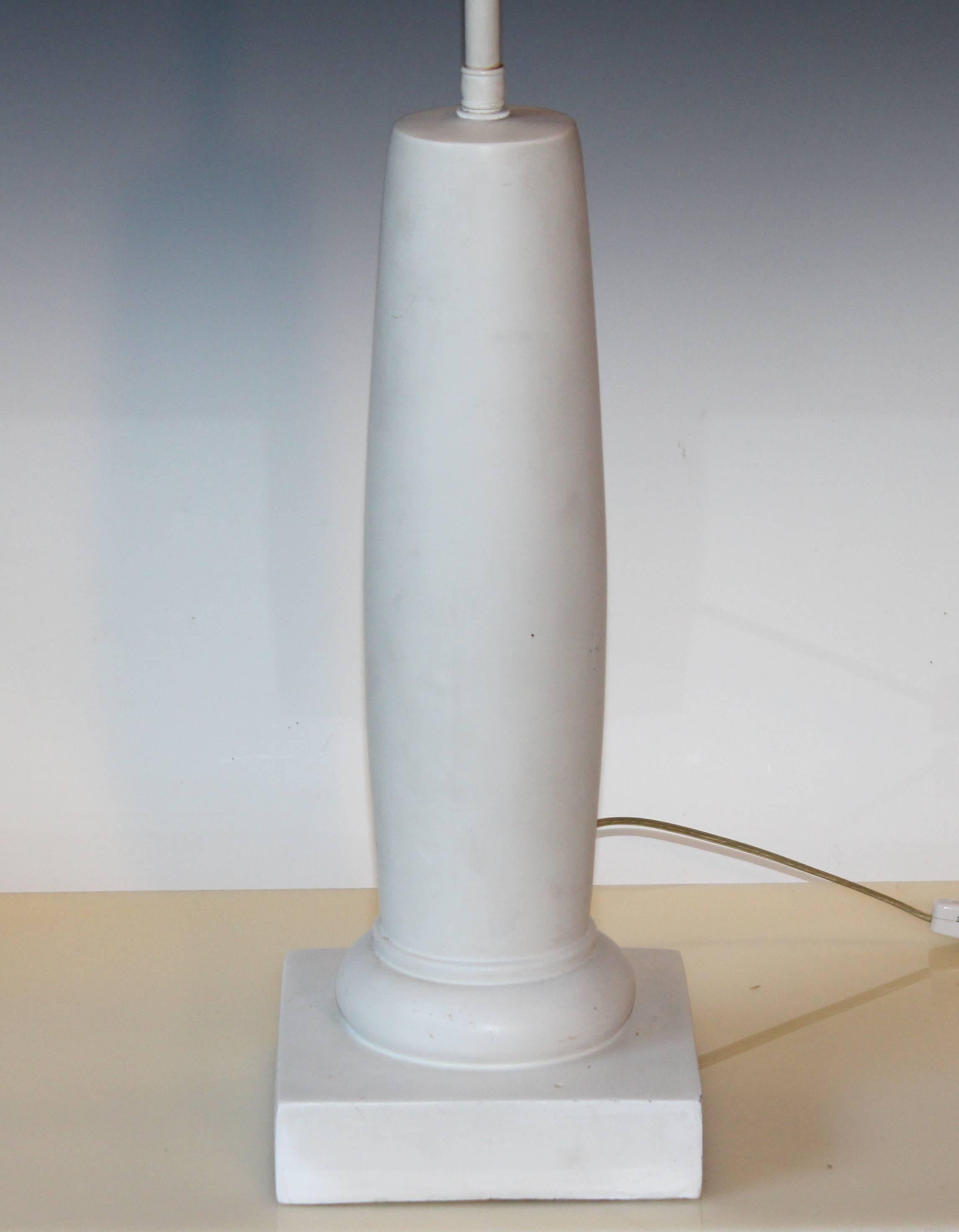 Neoclassical Sirmos after Diego Giacometti Vintage Plaster Classical Doric Column Lamp