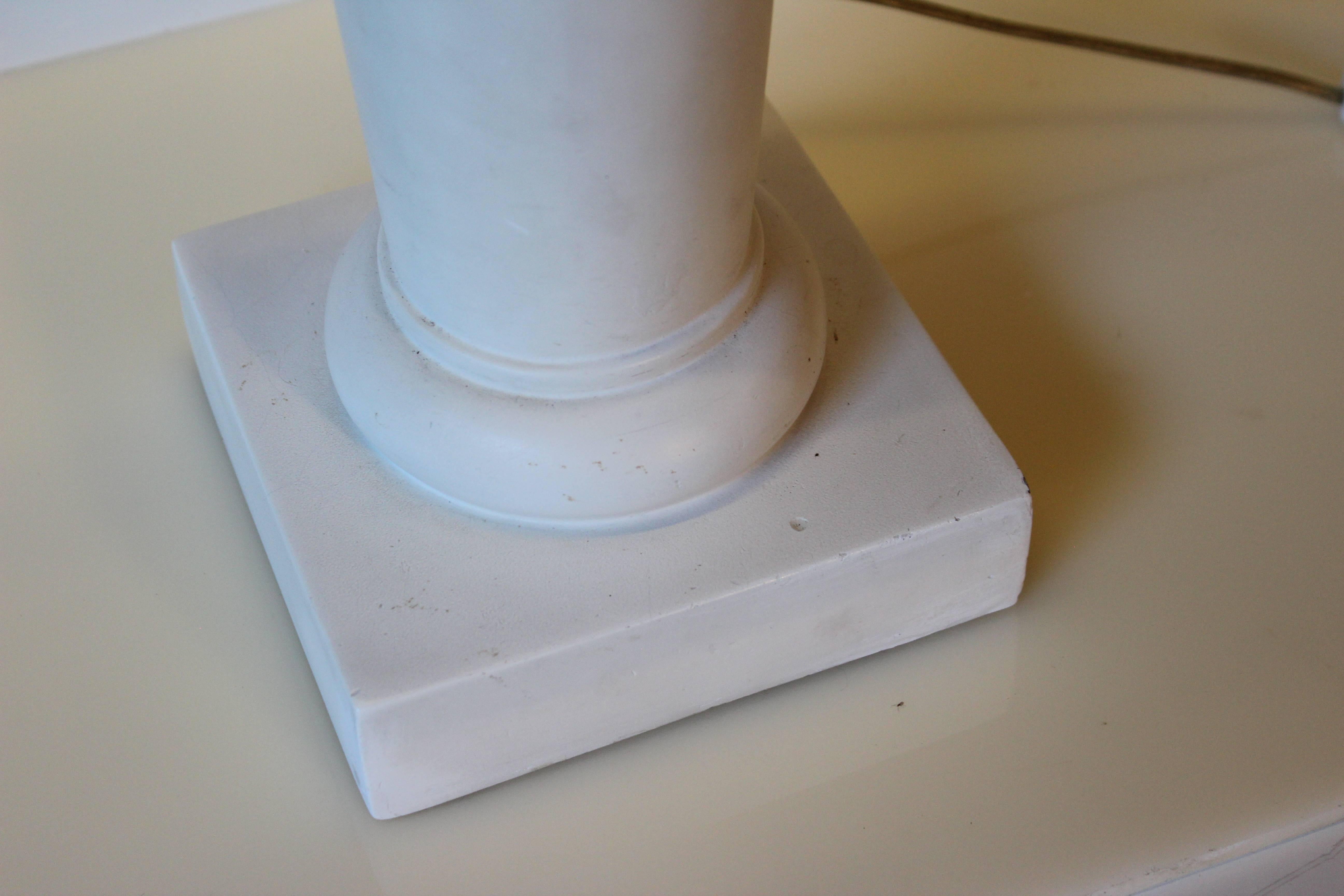 Sirmos after Diego Giacometti Vintage Plaster Classical Doric Column Lamp In Excellent Condition In Wilton, CT