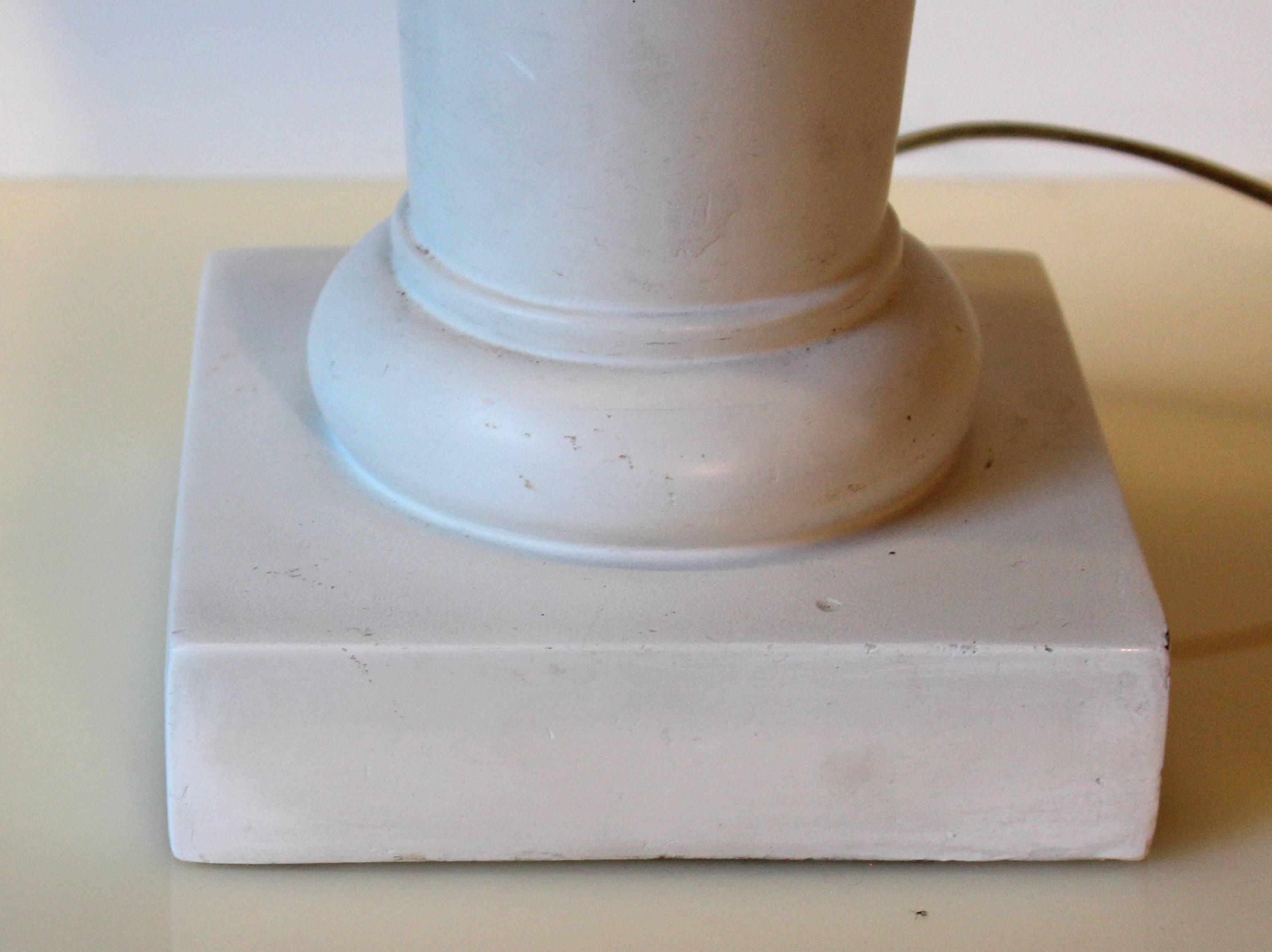 Late 20th Century Sirmos after Diego Giacometti Vintage Plaster Classical Doric Column Lamp