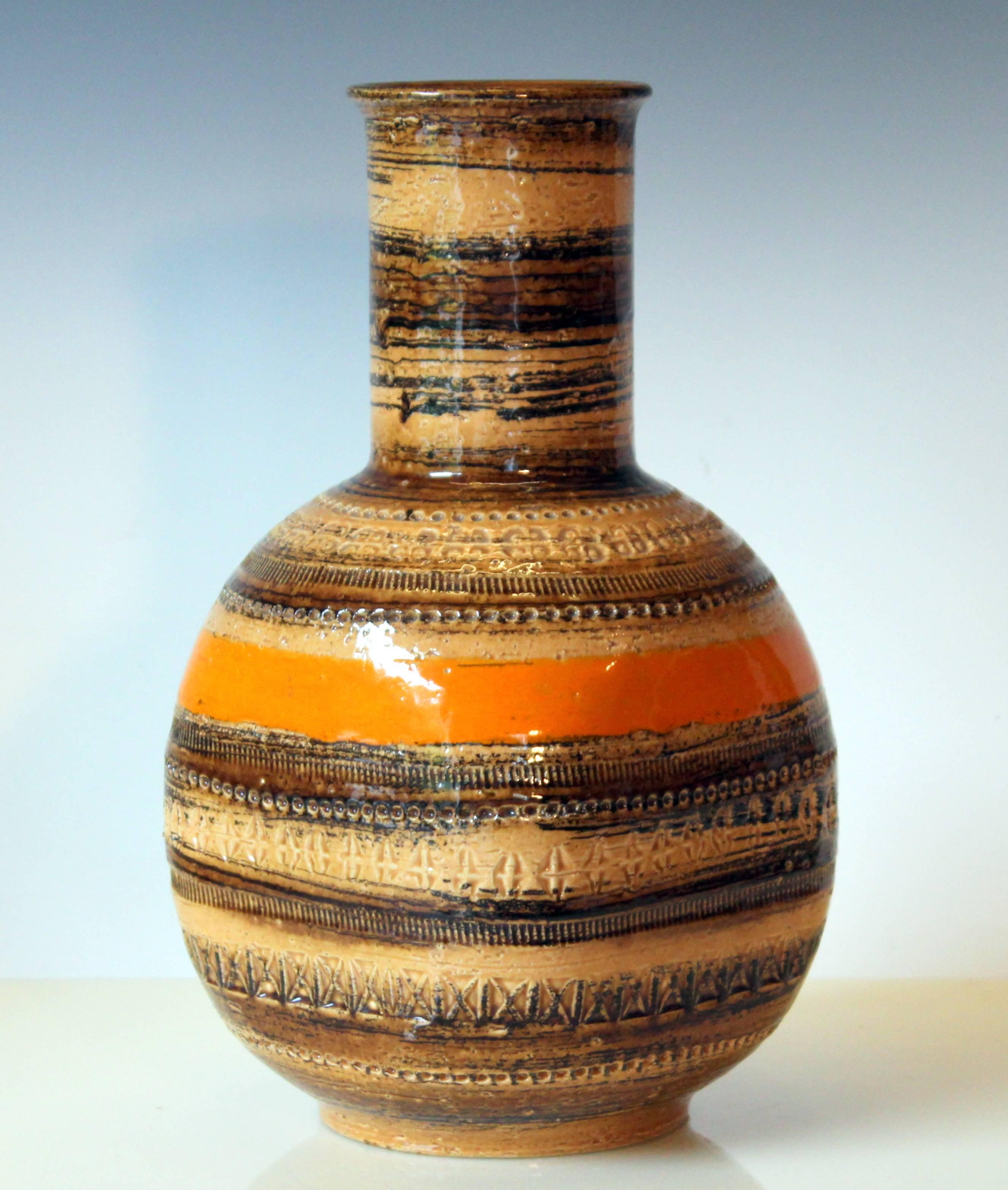 Bitossi for Raymor Large Rimini Sahara Decor Vase Original Label Italian Pottery 2