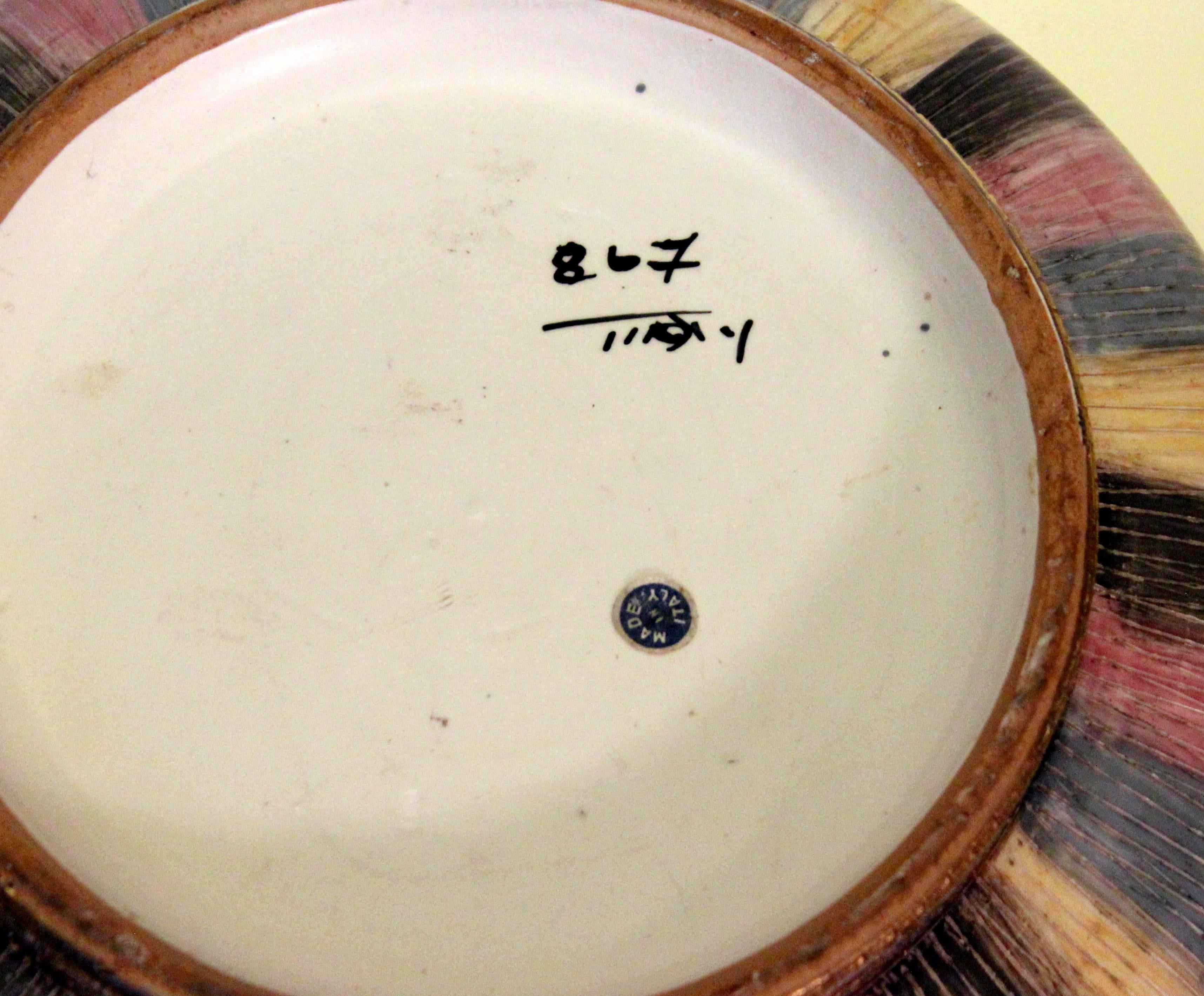 Bitossi Seta Raymor Centrepiece Italian Pottery Label Ceramic Console Bowl In Excellent Condition In Wilton, CT