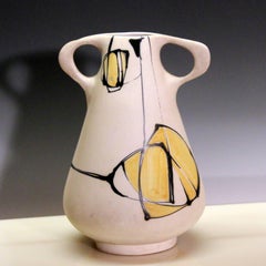 Vintage Israeli Harsa Expressionist Modern Art Pottery Cubist Vase