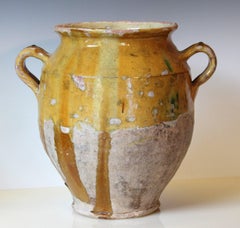 Antique French Country Pottery Confit Jar Pot Provence Faience Vase