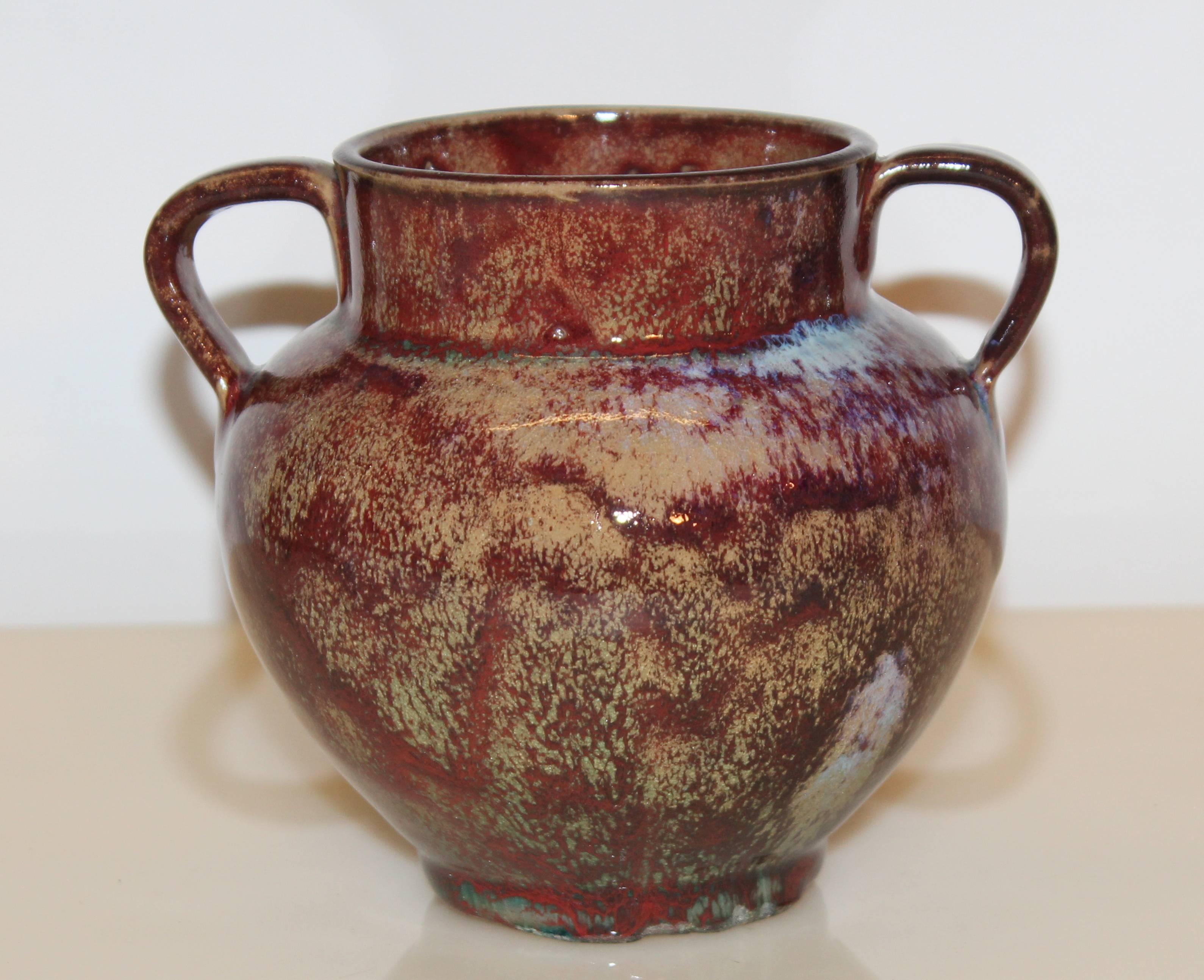 American North Carolina Folk Art Pottery Vintage Southern Vase Chinese Reduction Flambe