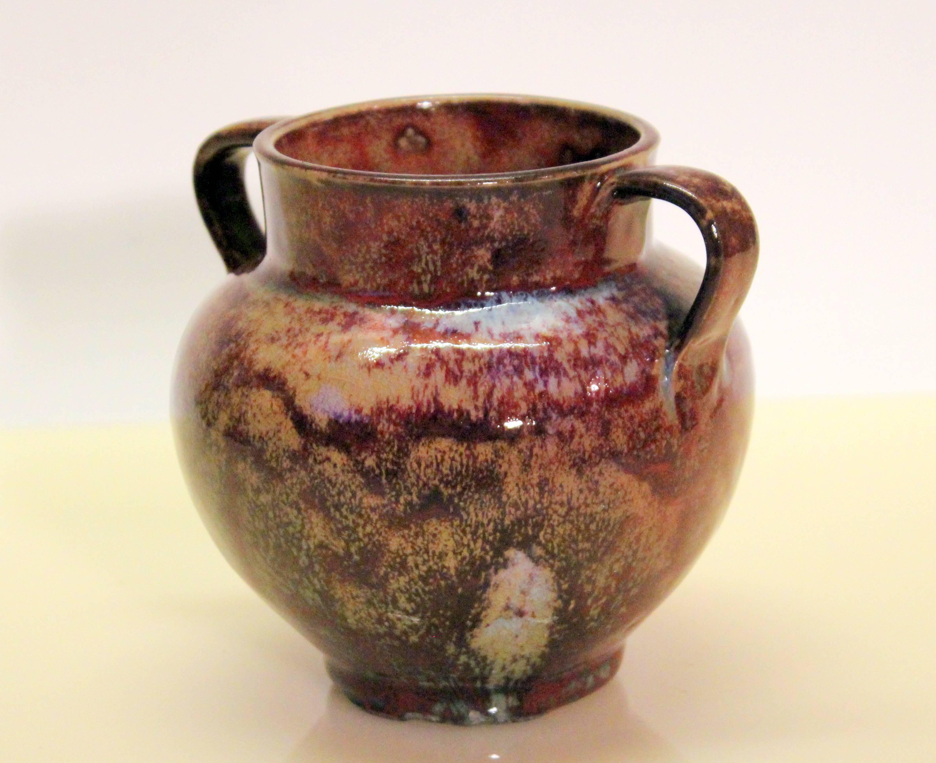 Turned North Carolina Folk Art Pottery Vintage Southern Vase Chinese Reduction Flambe