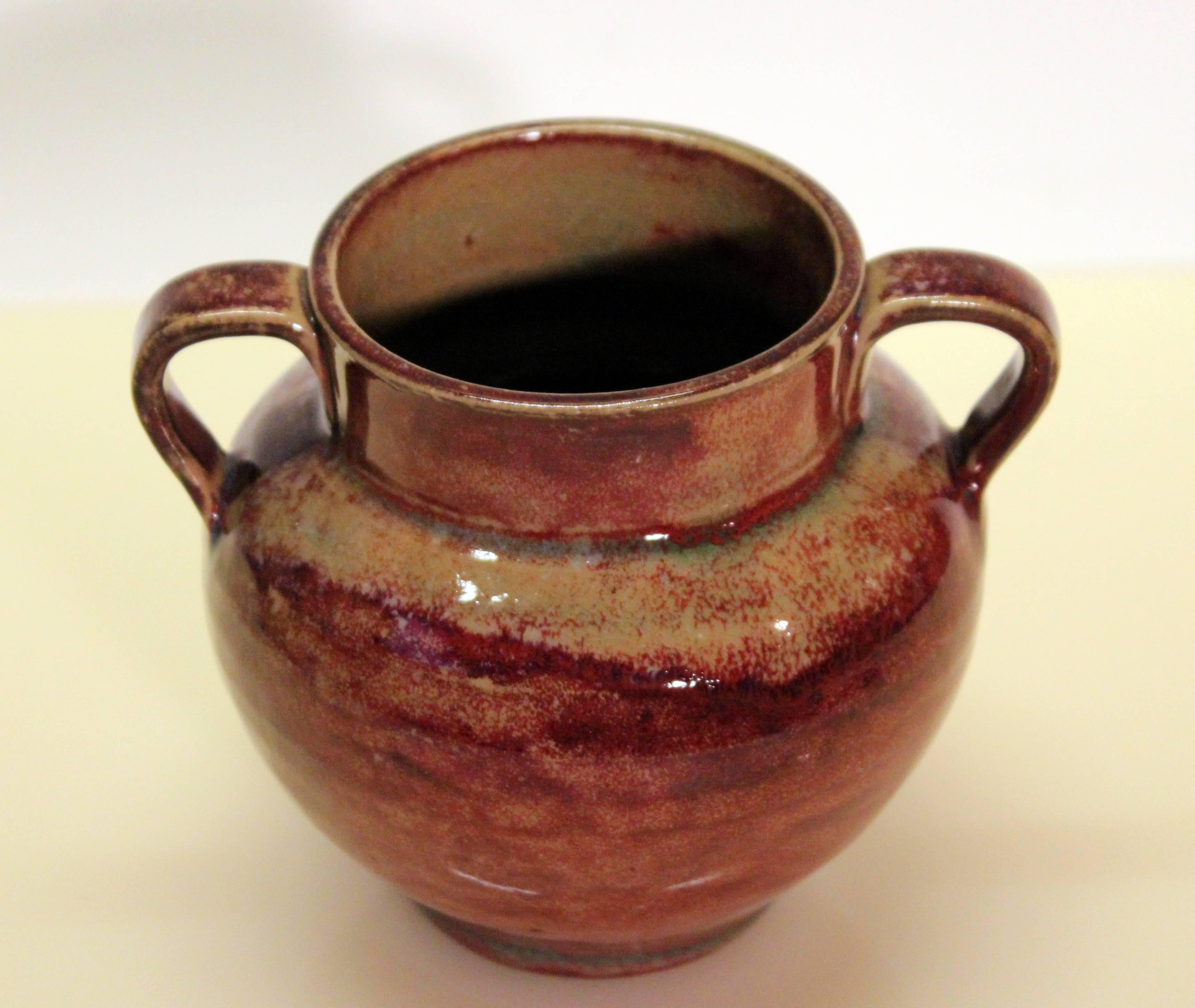 North Carolina Folk Art Pottery Vintage Southern Vase Chinese Reduction Flambe 2