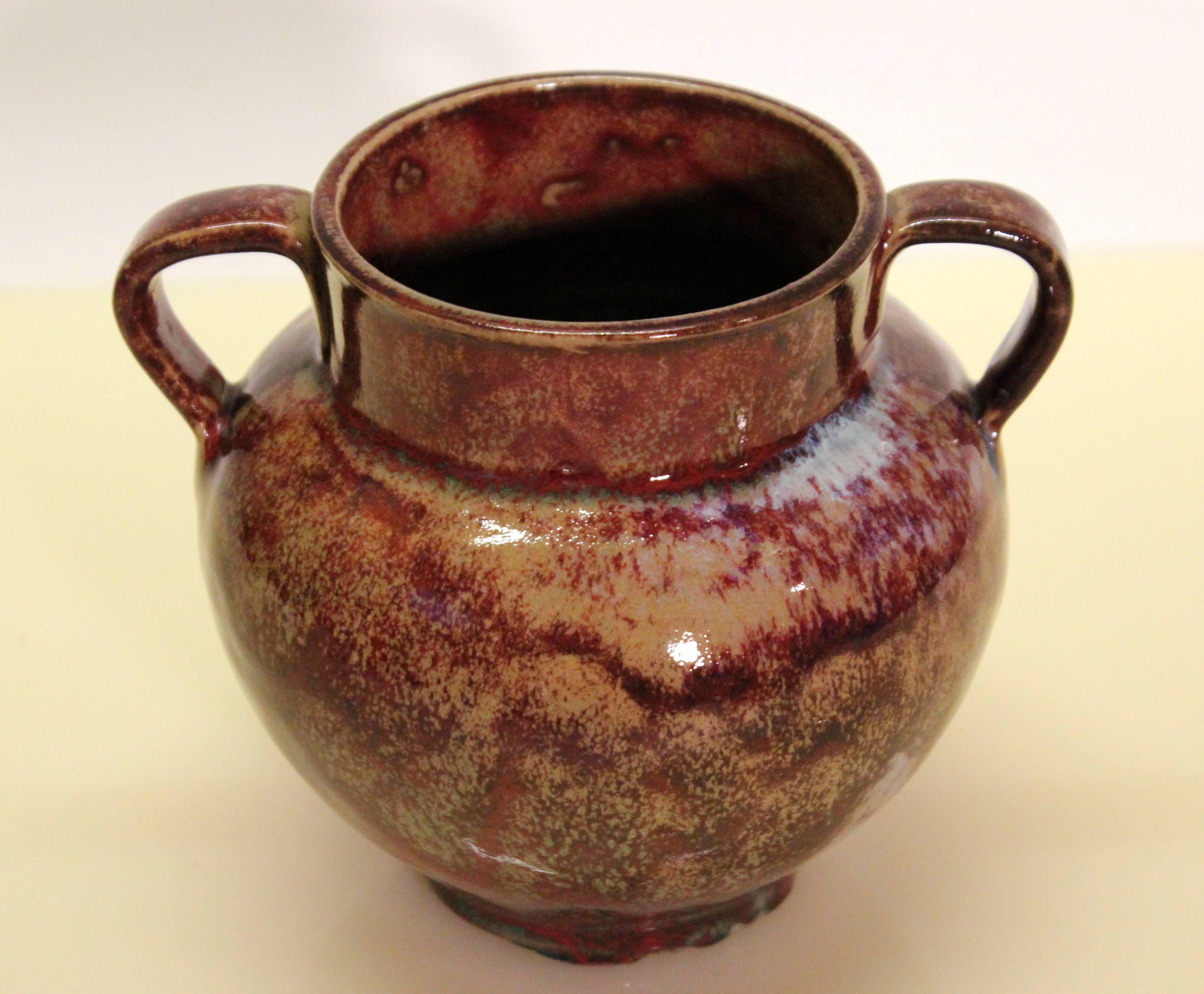 North Carolina Folk Art Pottery Vintage Southern Vase Chinese Reduction Flambe 3