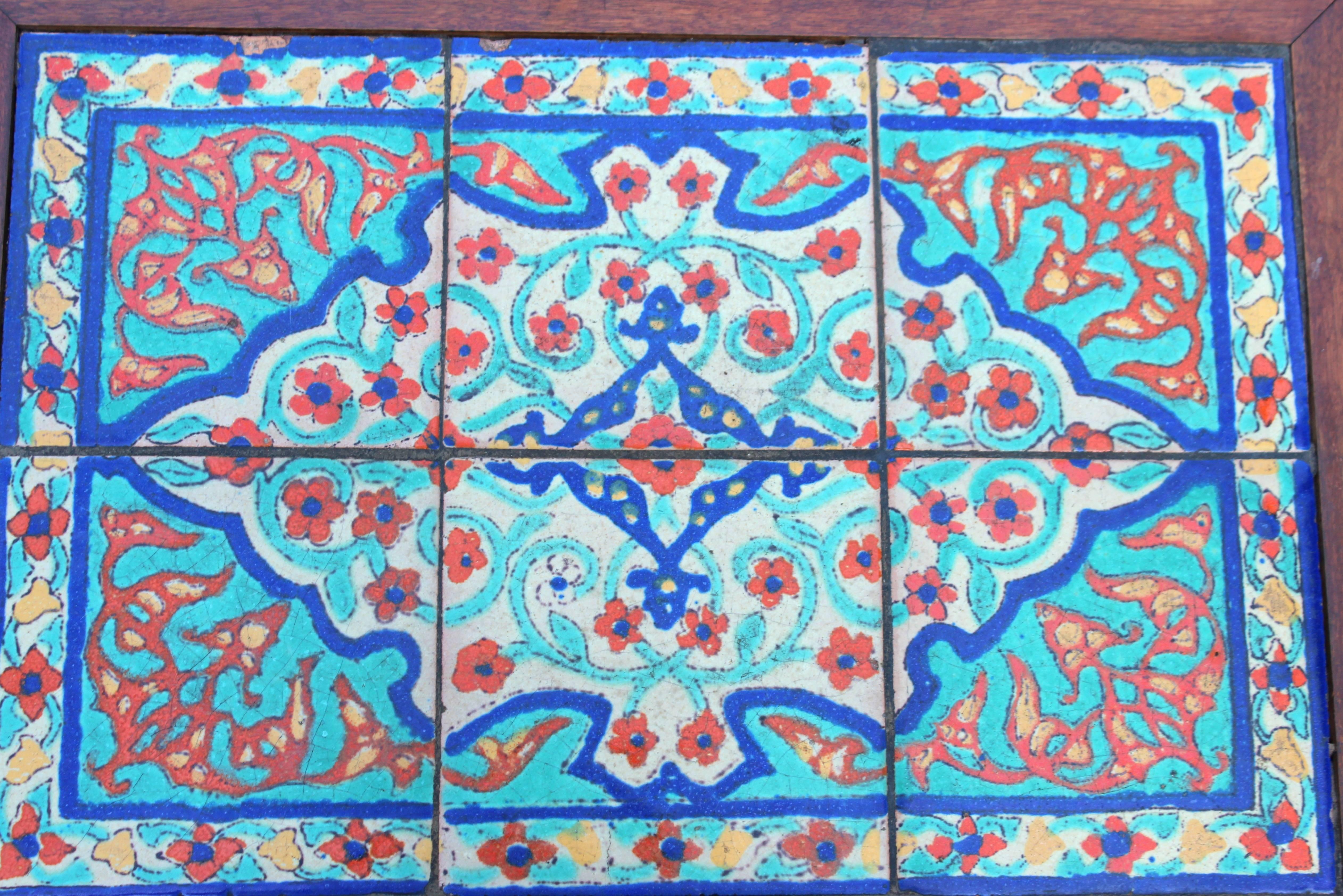 Antique California Tile Table Spanish Colonial Mission Hispano Moresque Pottery In Excellent Condition In Wilton, CT