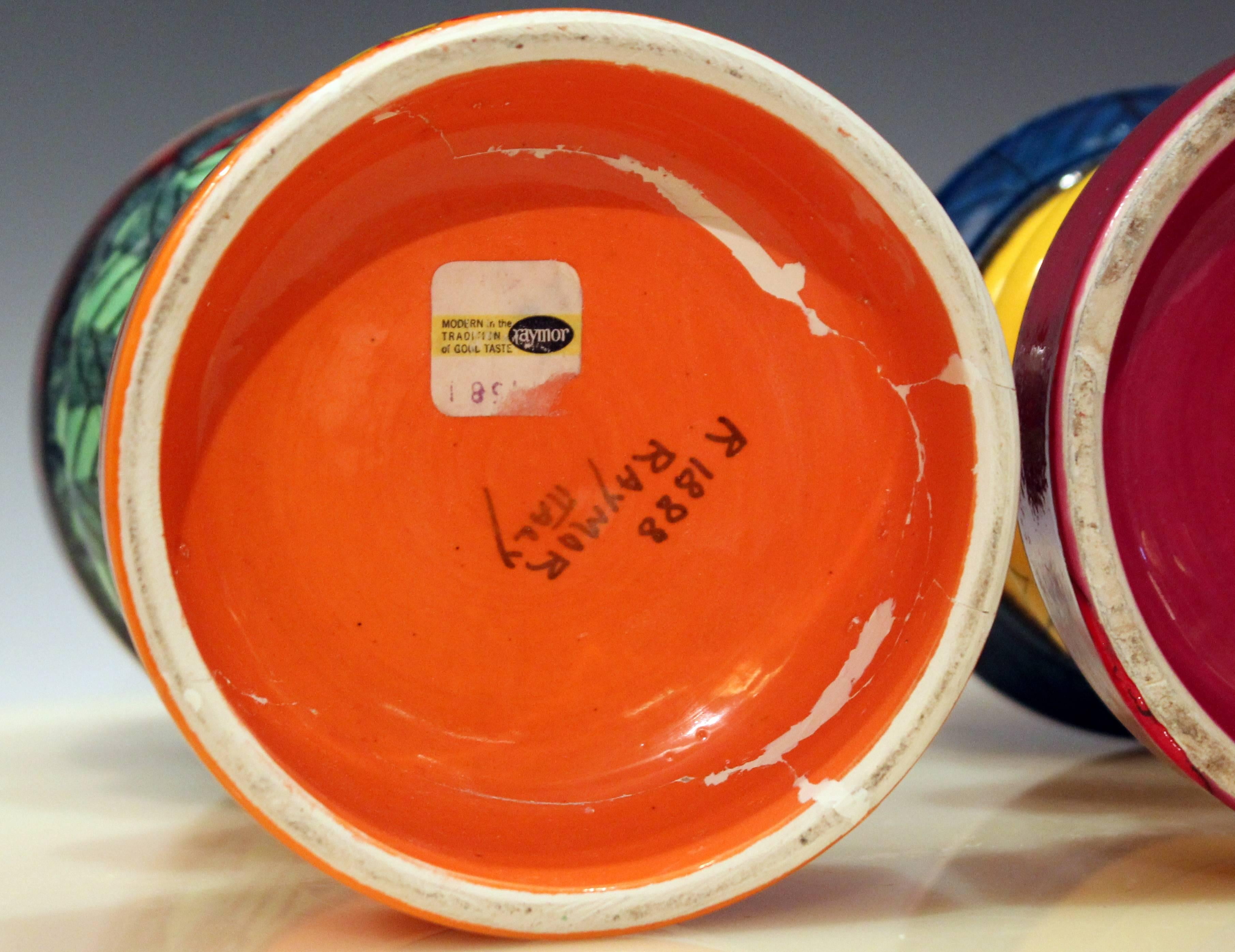 Pair of Bagni Raymor King Queen Jars Cannister Vintage Figure Pottery Label Vase 1
