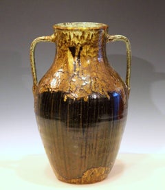 North Carolina Folk Art Pottery JB Cole Southern Vase Double Dipped Gloppy Glaze