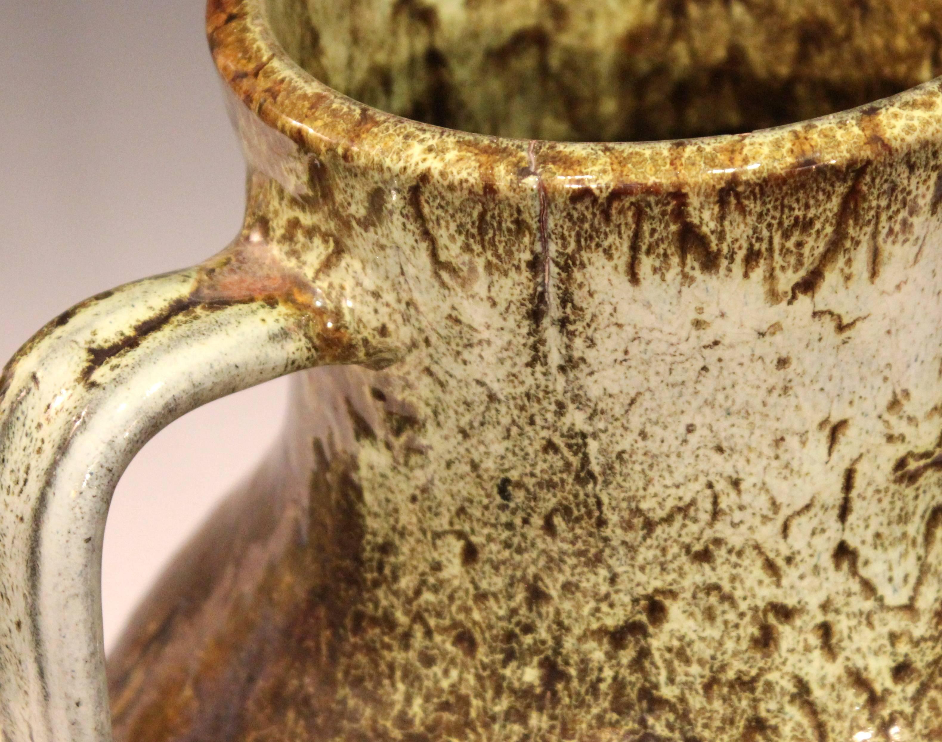 North Carolina Folk Art Pottery JB Cole Southern Vase Double Dipped Gloppy Glaze In Excellent Condition In Wilton, CT