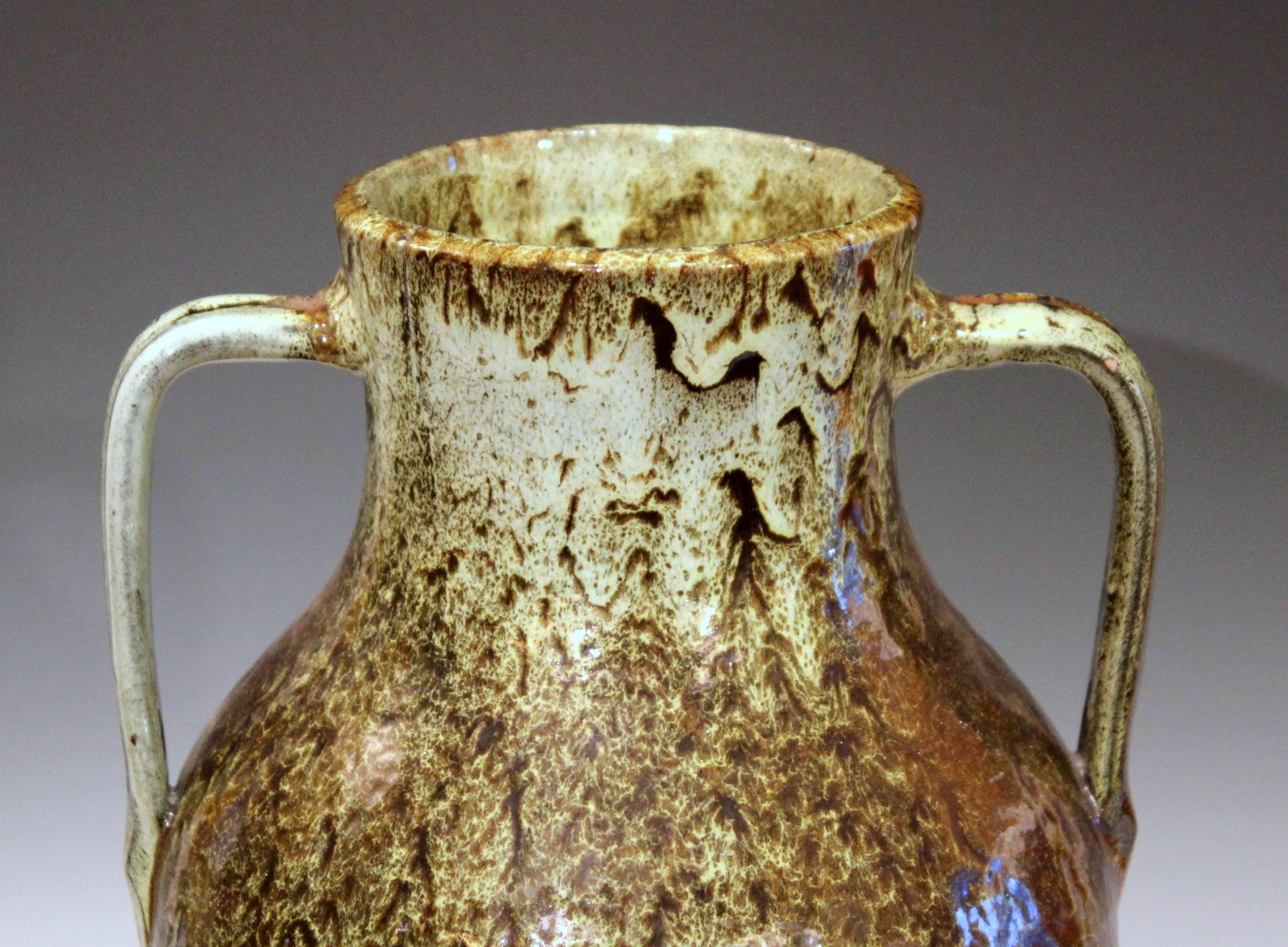 North Carolina Folk Art Pottery JB Cole Southern Vase Double Dipped Gloppy Glaze 1