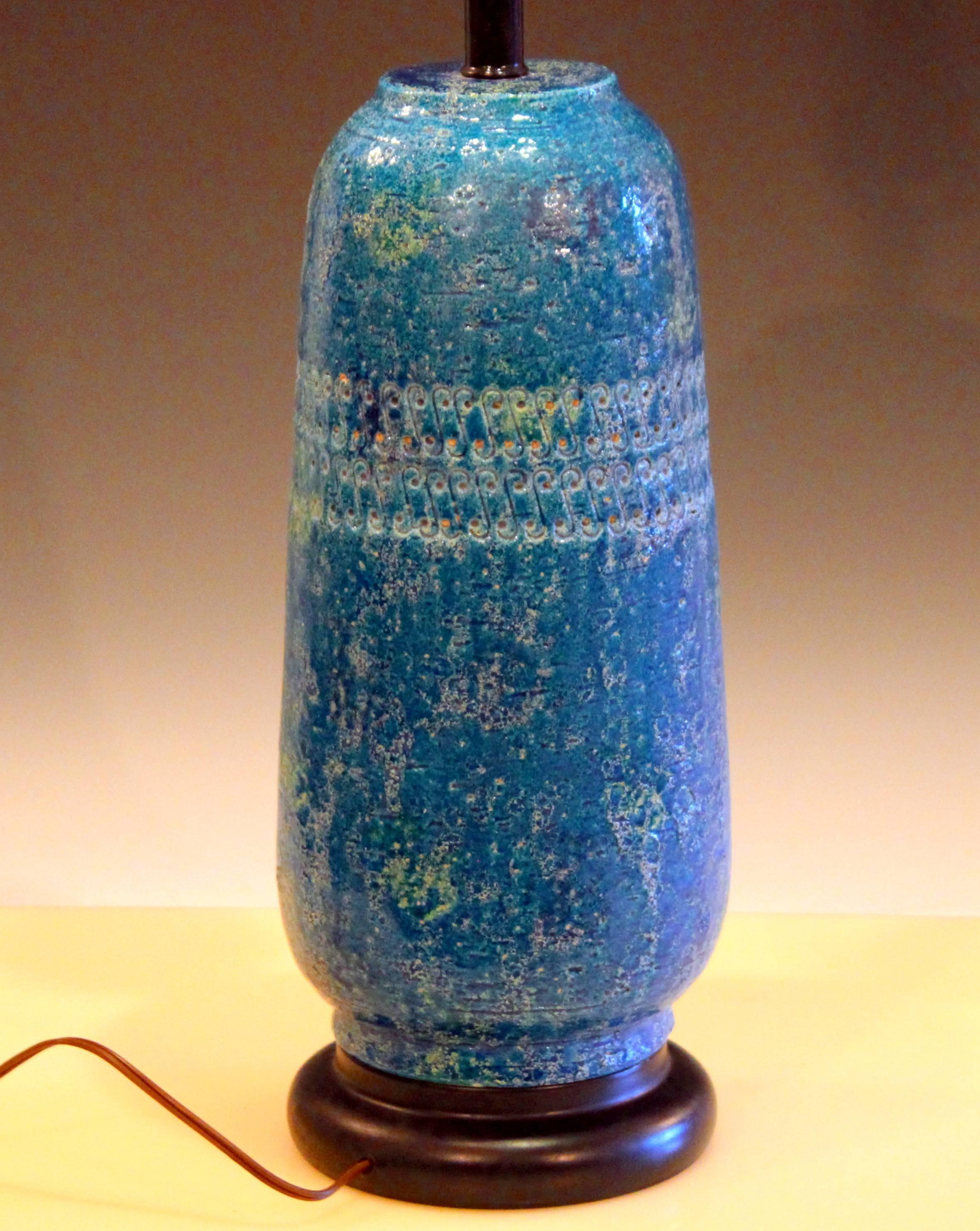 Modern Vintage Bitossi Rimini Blue Cinese Londi Lamp Italian Pottery Ceramic Raymor