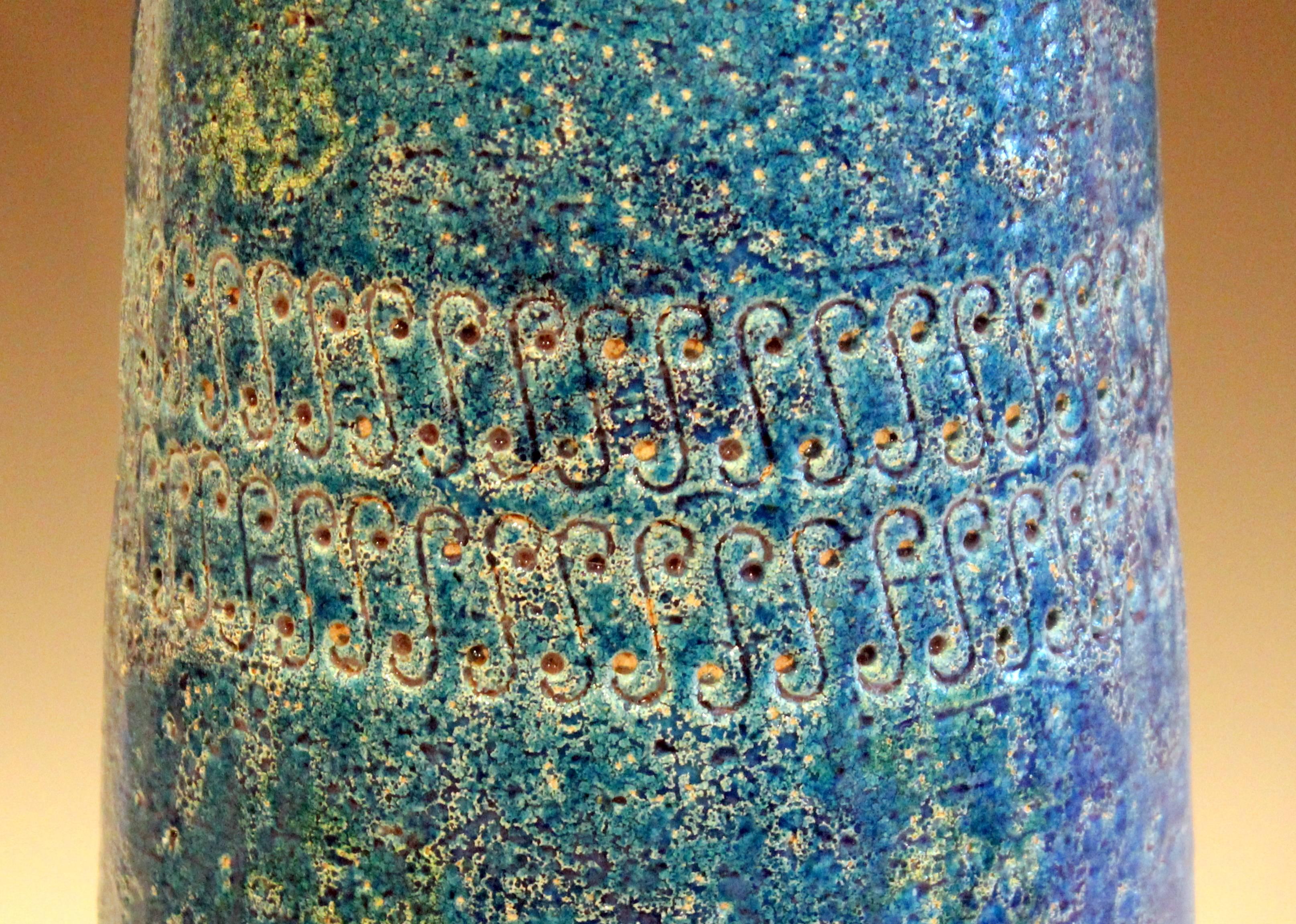 Mid-20th Century Vintage Bitossi Rimini Blue Cinese Londi Lamp Italian Pottery Ceramic Raymor