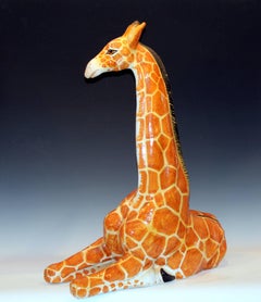 Huge Vintage Bellini Italian Pottery Giraffe Figure, April Raymor Ceramic Animal