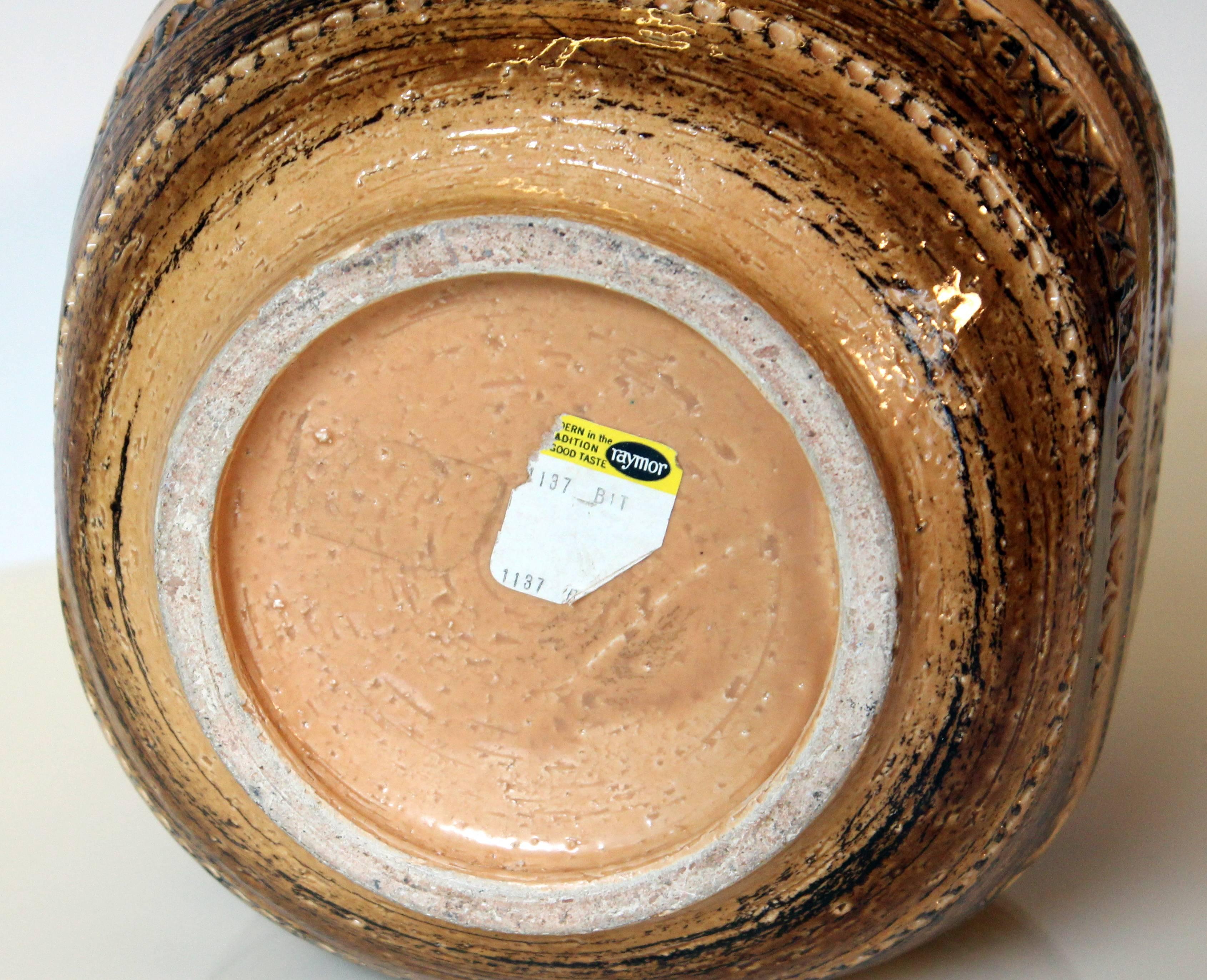 Mid-Century Modern Bitossi for Raymor, Original Label, Large Rimini Sahara Vase Italian Pottery