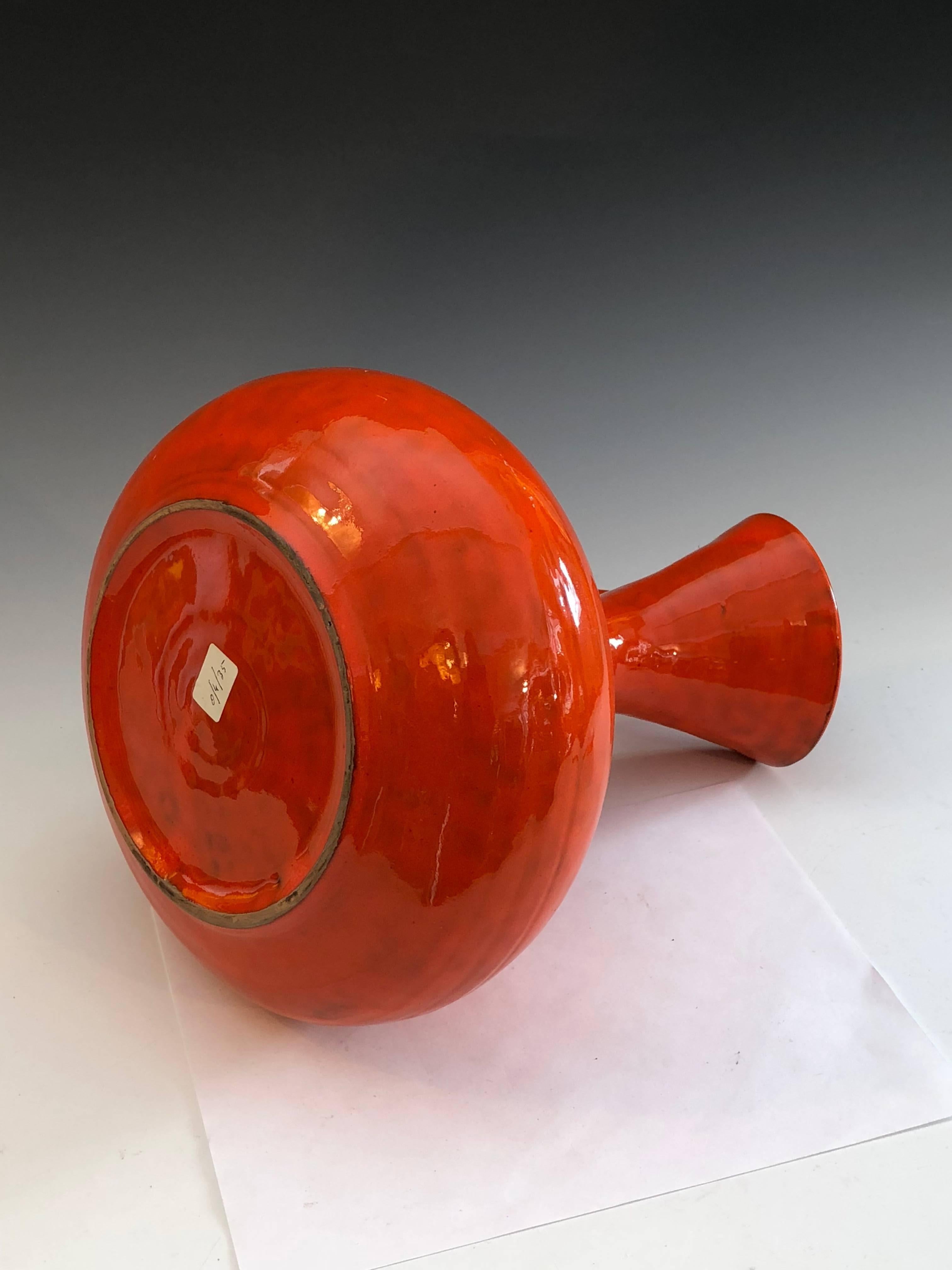 Turned Italica Ars Italian Pottery Atomic Orange Pitcher Bitossi Raymor Vase