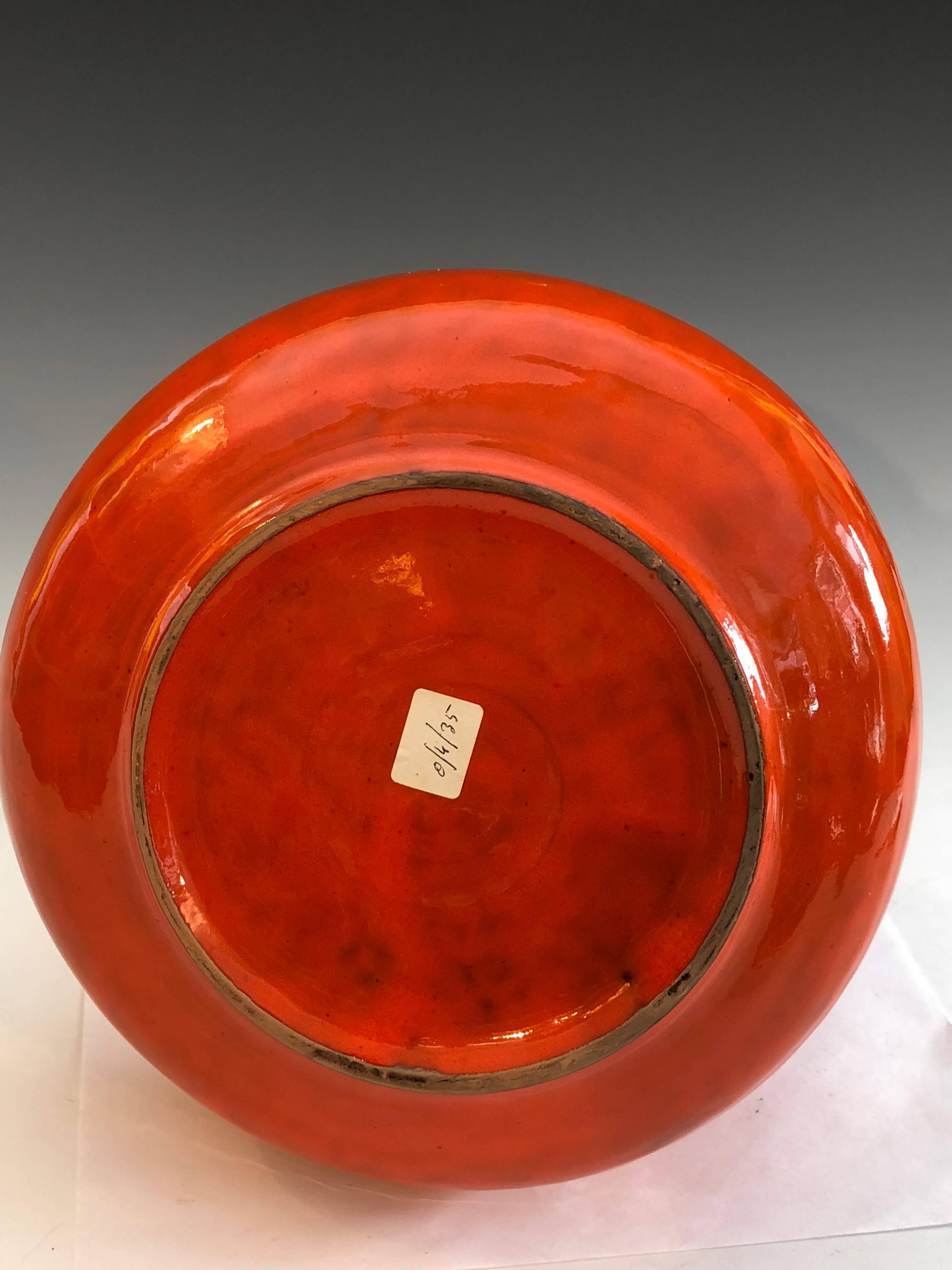 Italica Ars Italian Pottery Atomic Orange Pitcher Bitossi Raymor Vase In Excellent Condition In Wilton, CT