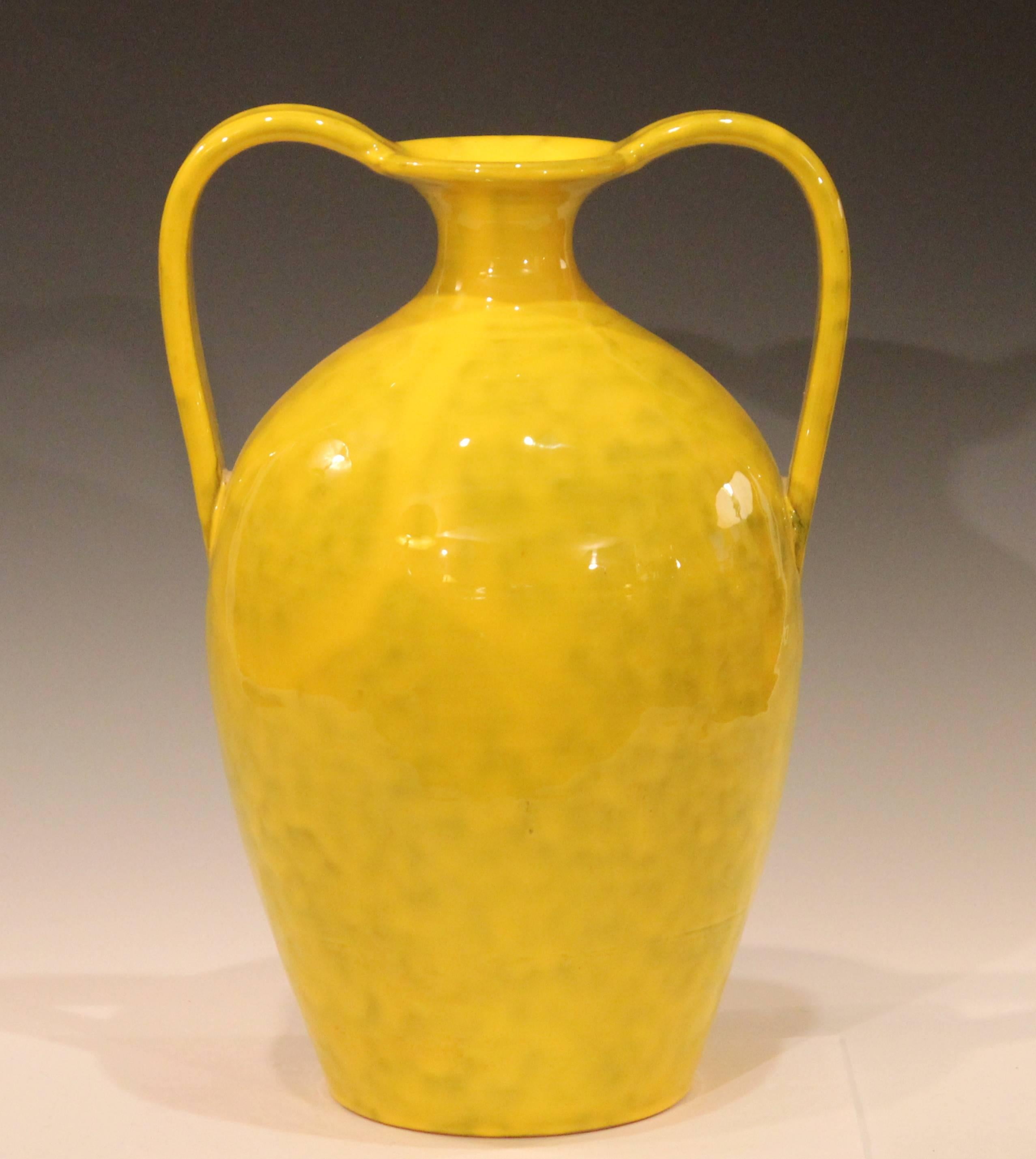 Turned Vintage Italian Pottery Bright Yellow Italica Ars for Rosenthal-Netter Vase