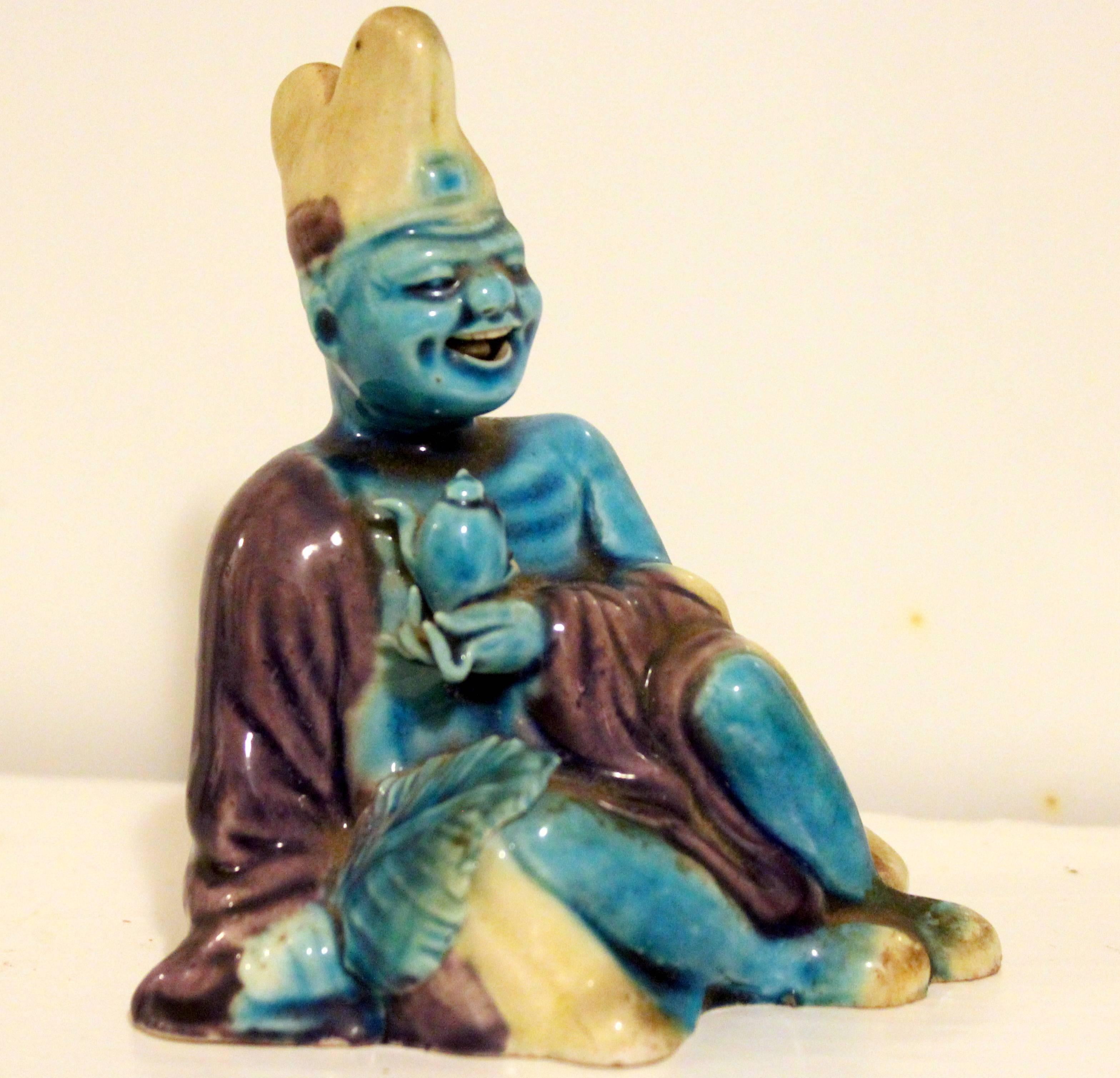 20th Century Old or Antique Chinese Porcelain Buddha Nodder Bobblehead Spirit Naughty Figure