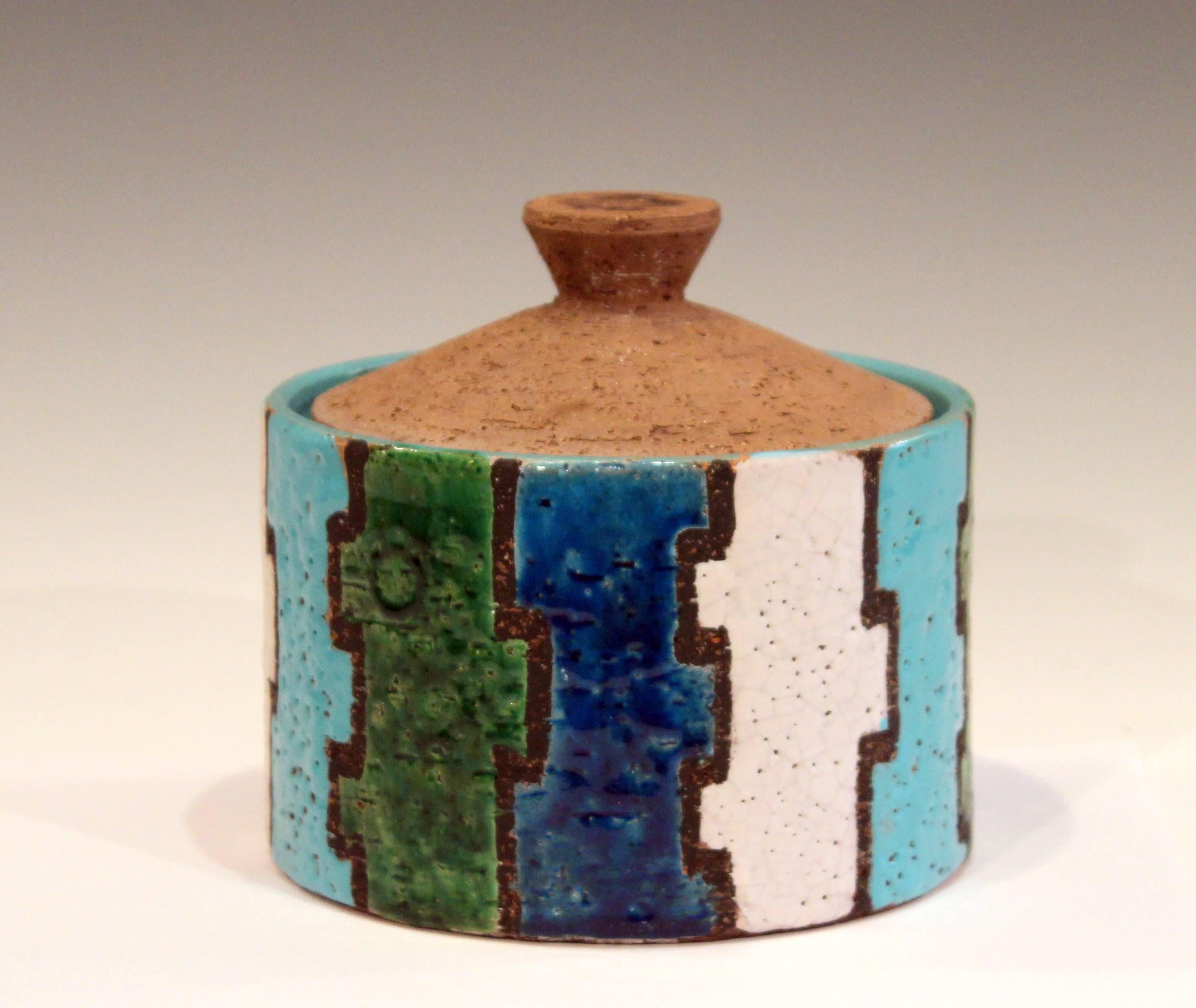 Mid-Century Modern Bitossi Mondrian Vintage Italian Londi Pottery Ceramic Raymor Jar