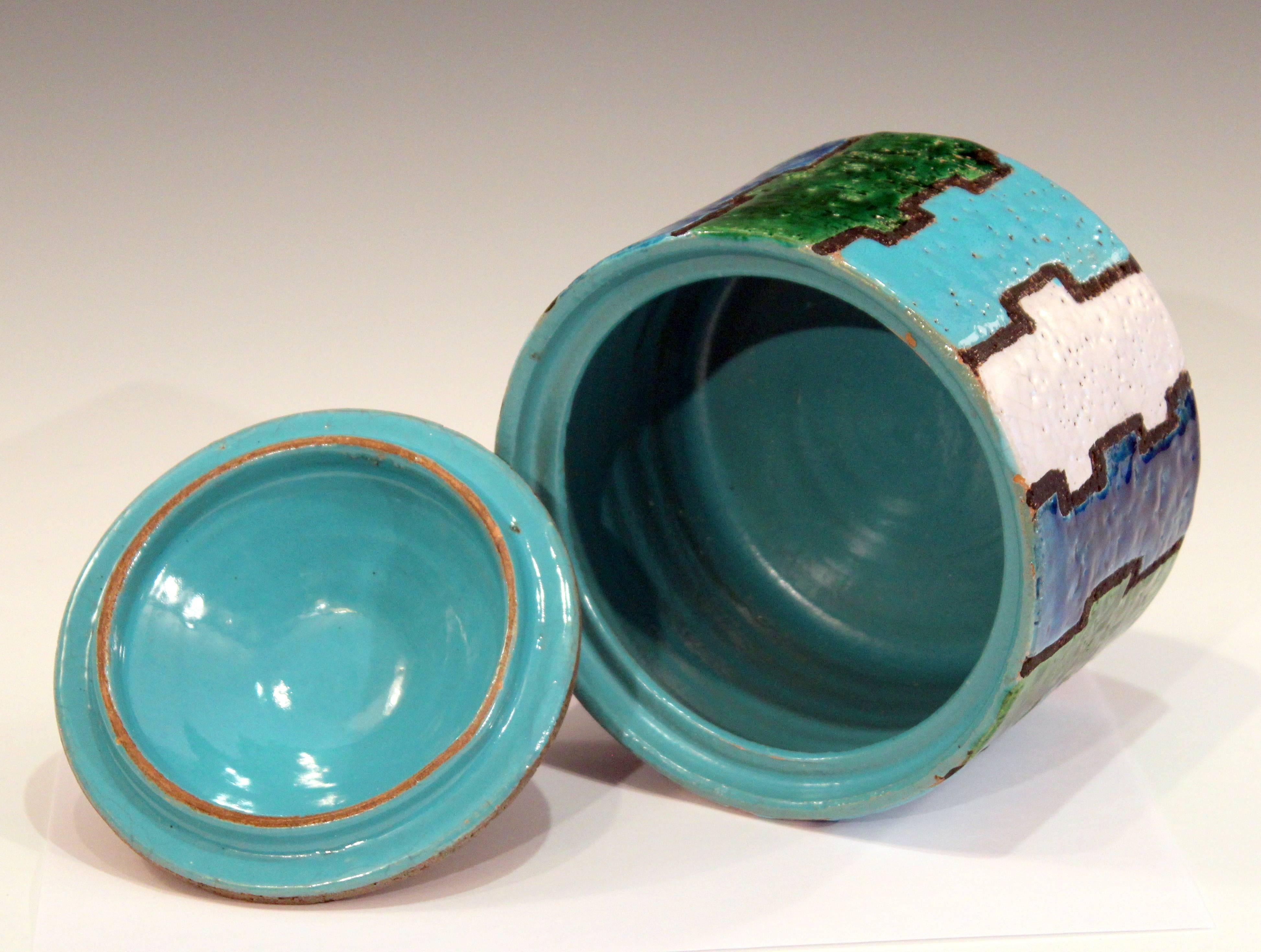 Turned Bitossi Mondrian Vintage Italian Londi Pottery Ceramic Raymor Jar