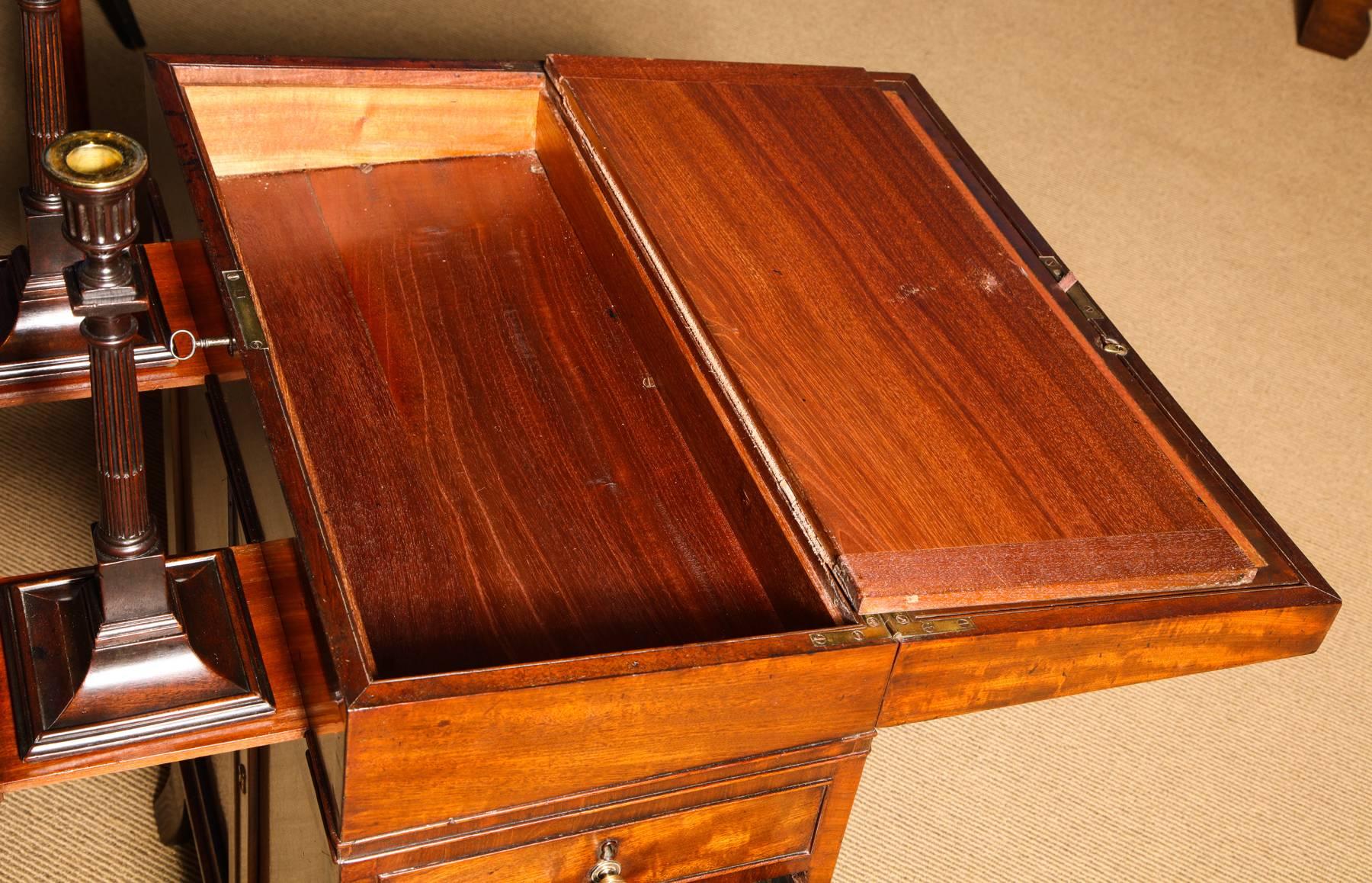 Brass Regency Mahogany Hinger Davenport Desk with Hidden Compartments, circa 1800 For Sale
