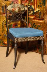 Sheraton Polychrome Faux Rosewood  Side Chairs, English, circa 1795