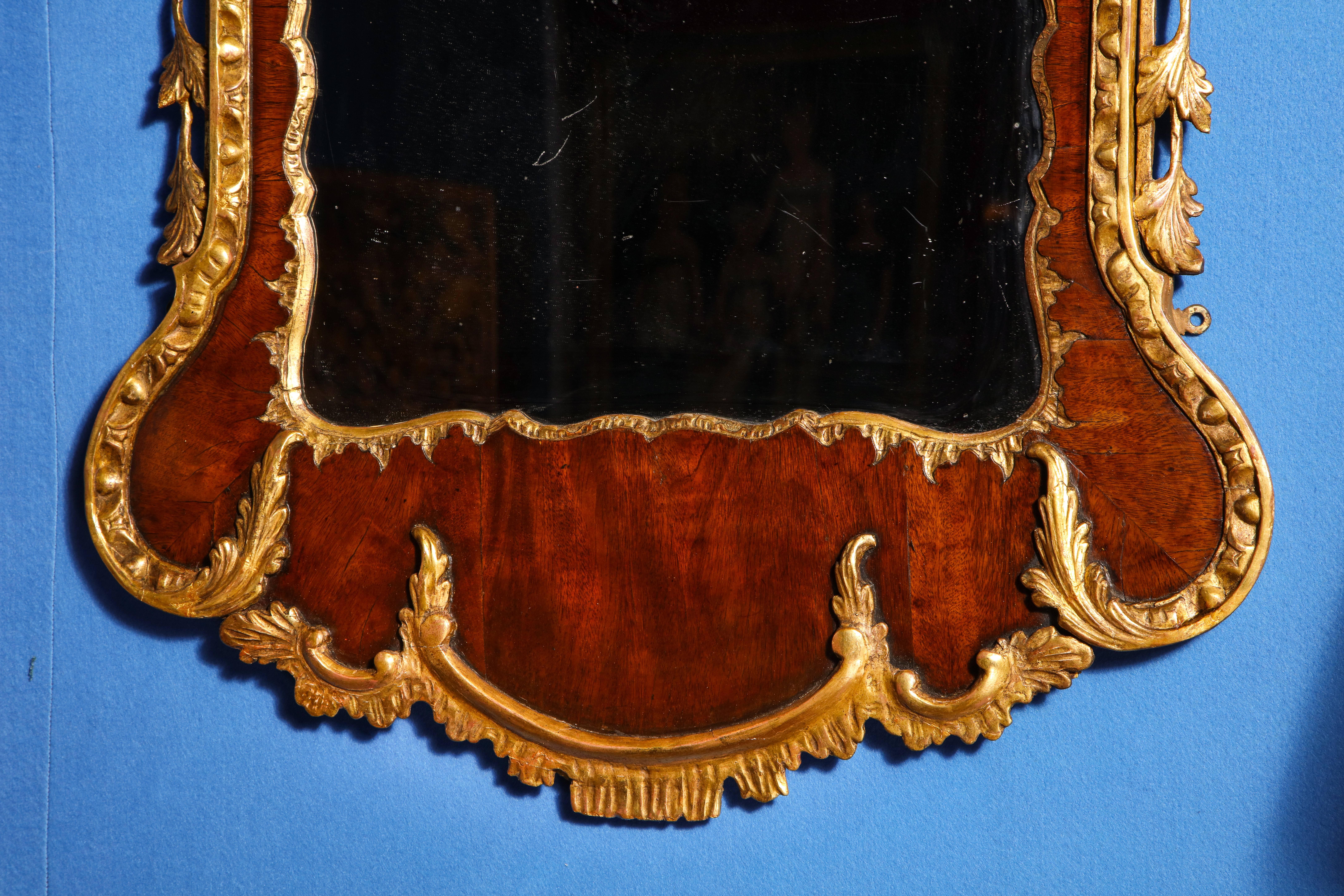 Gesso George II Antique Parcel-Gilt Mirror, English, circa 1750 For Sale