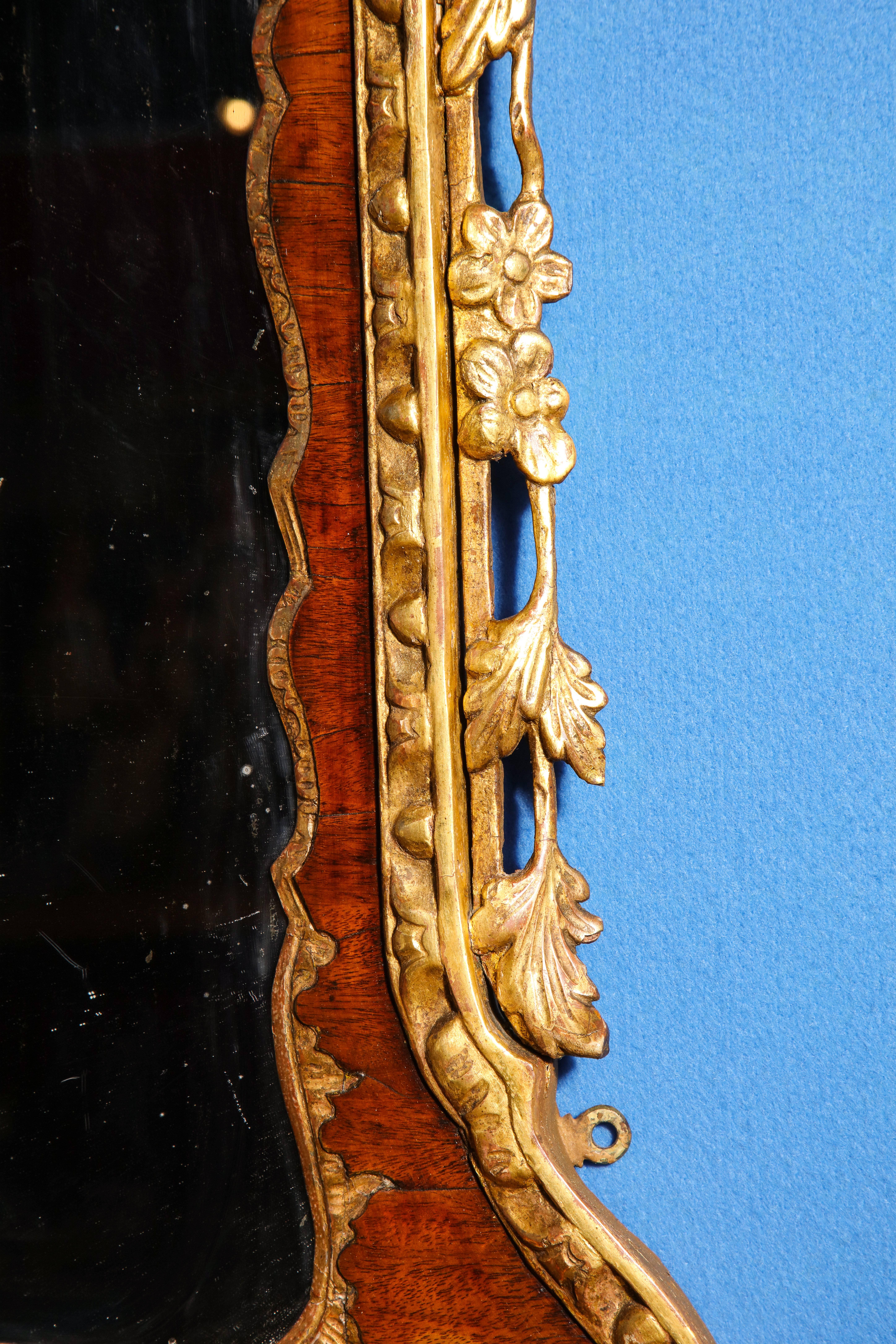 18th Century George II Antique Parcel-Gilt Mirror, English, circa 1750 For Sale