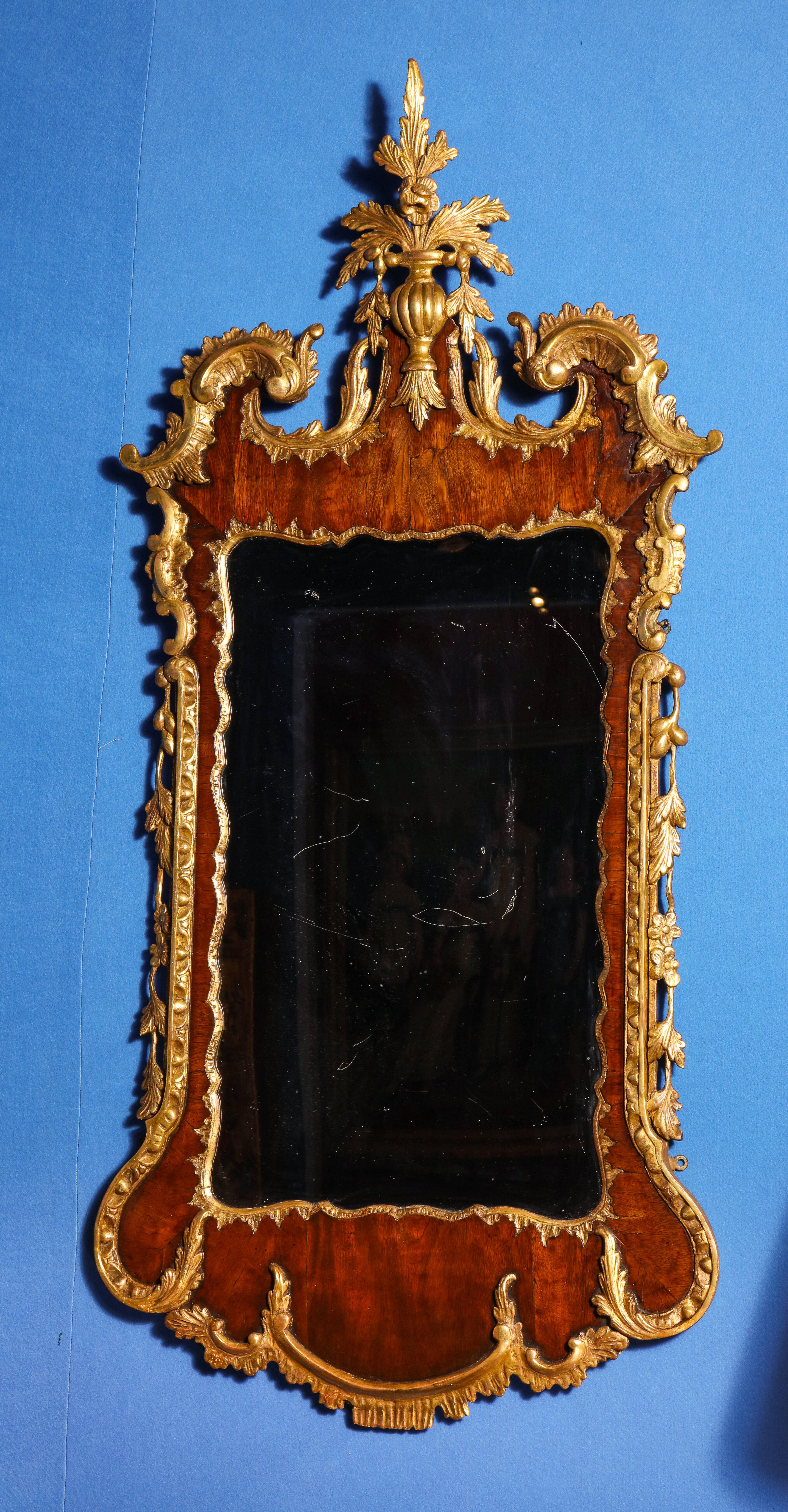 George II Antique Parcel-Gilt Mirror, English, circa 1750 For Sale 2