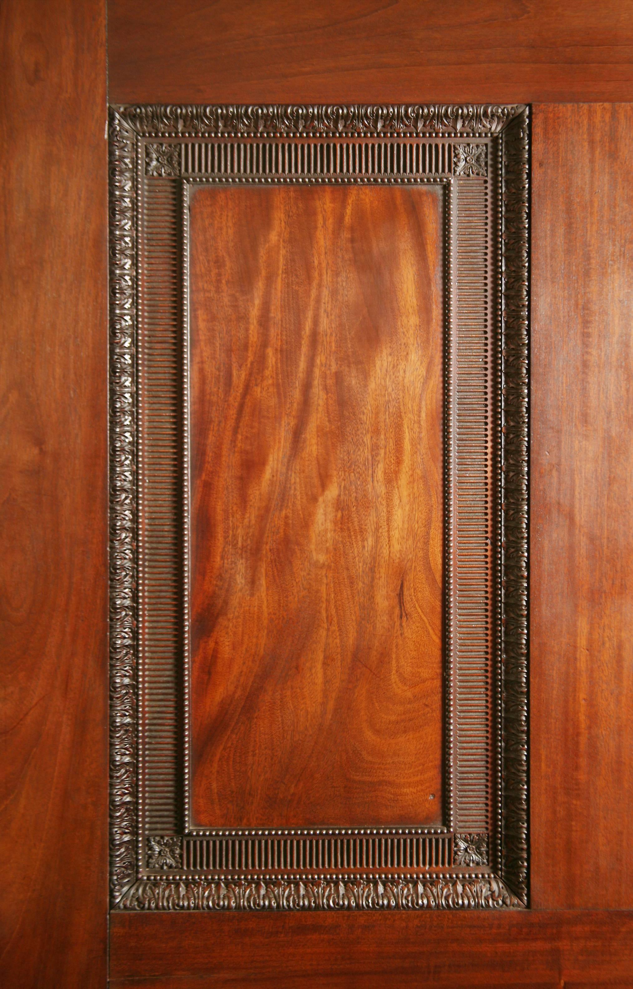 Adam Style Antique Adam Period Carved Flame Grain Mahogany Door, English, circa 1770 For Sale