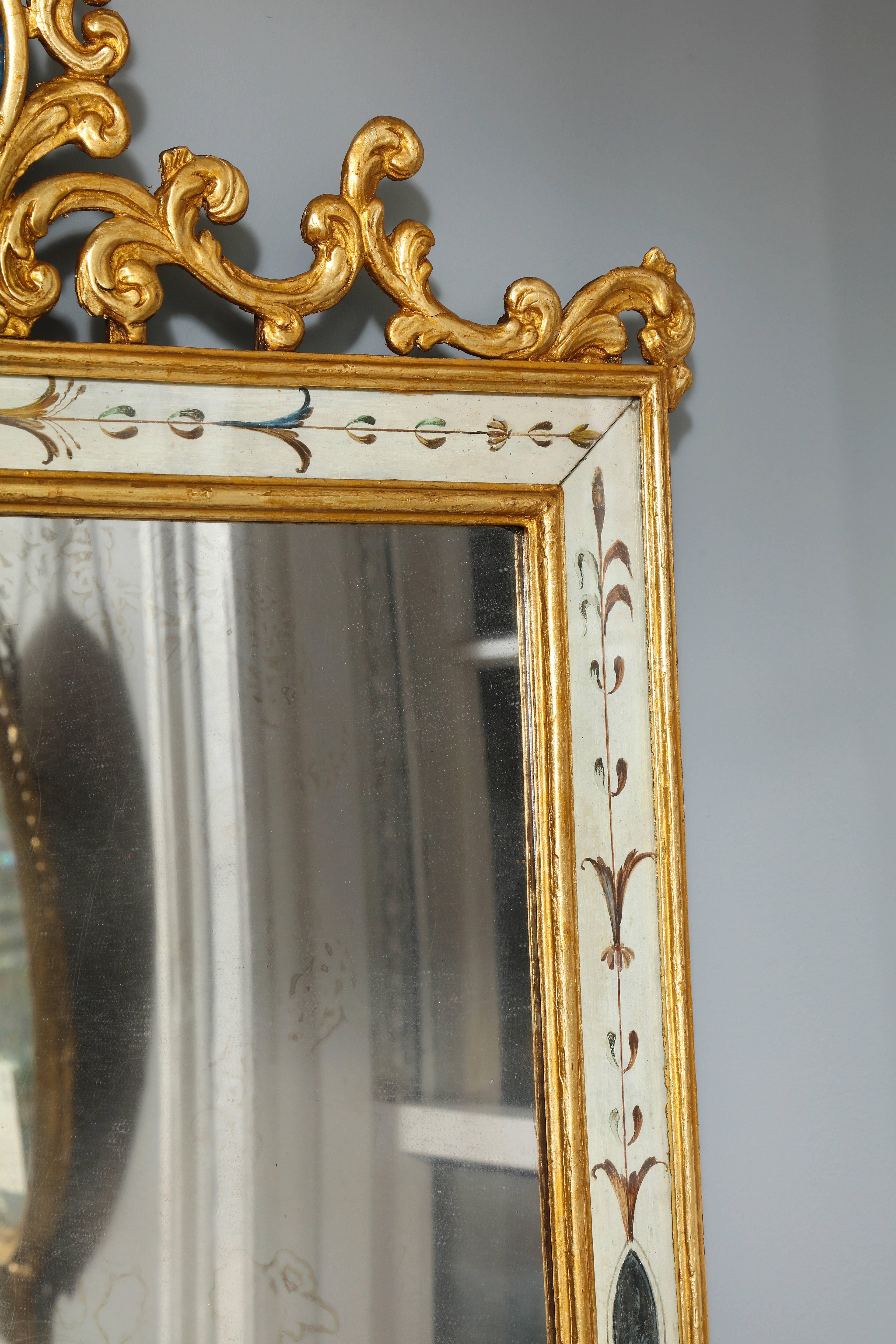 Italian Neoclassical Period Painted and Parcel Giltwood Mirror, circa 1820 For Sale 2