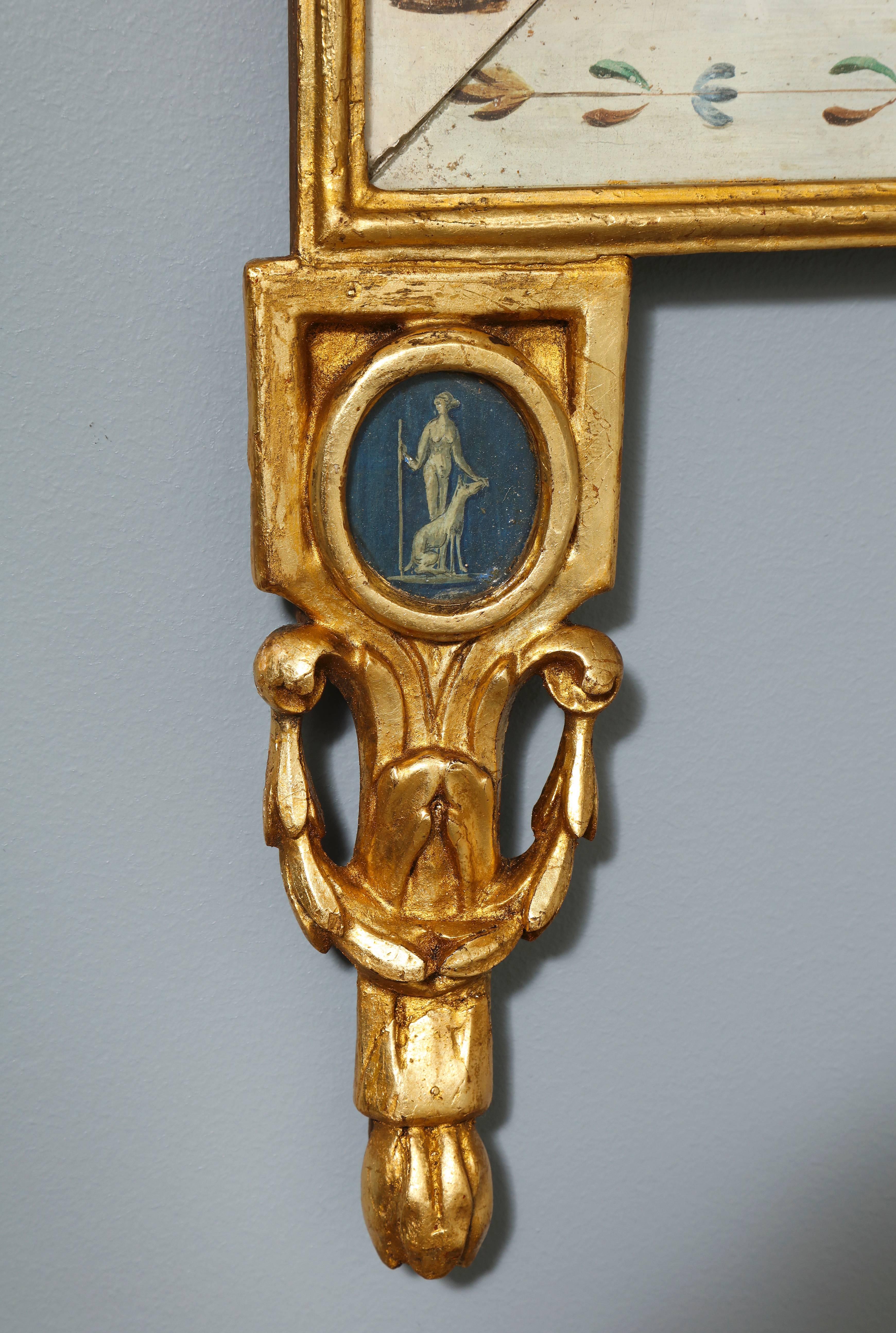 Italian Neoclassical Period Painted and Parcel Giltwood Mirror, circa 1820 For Sale 3