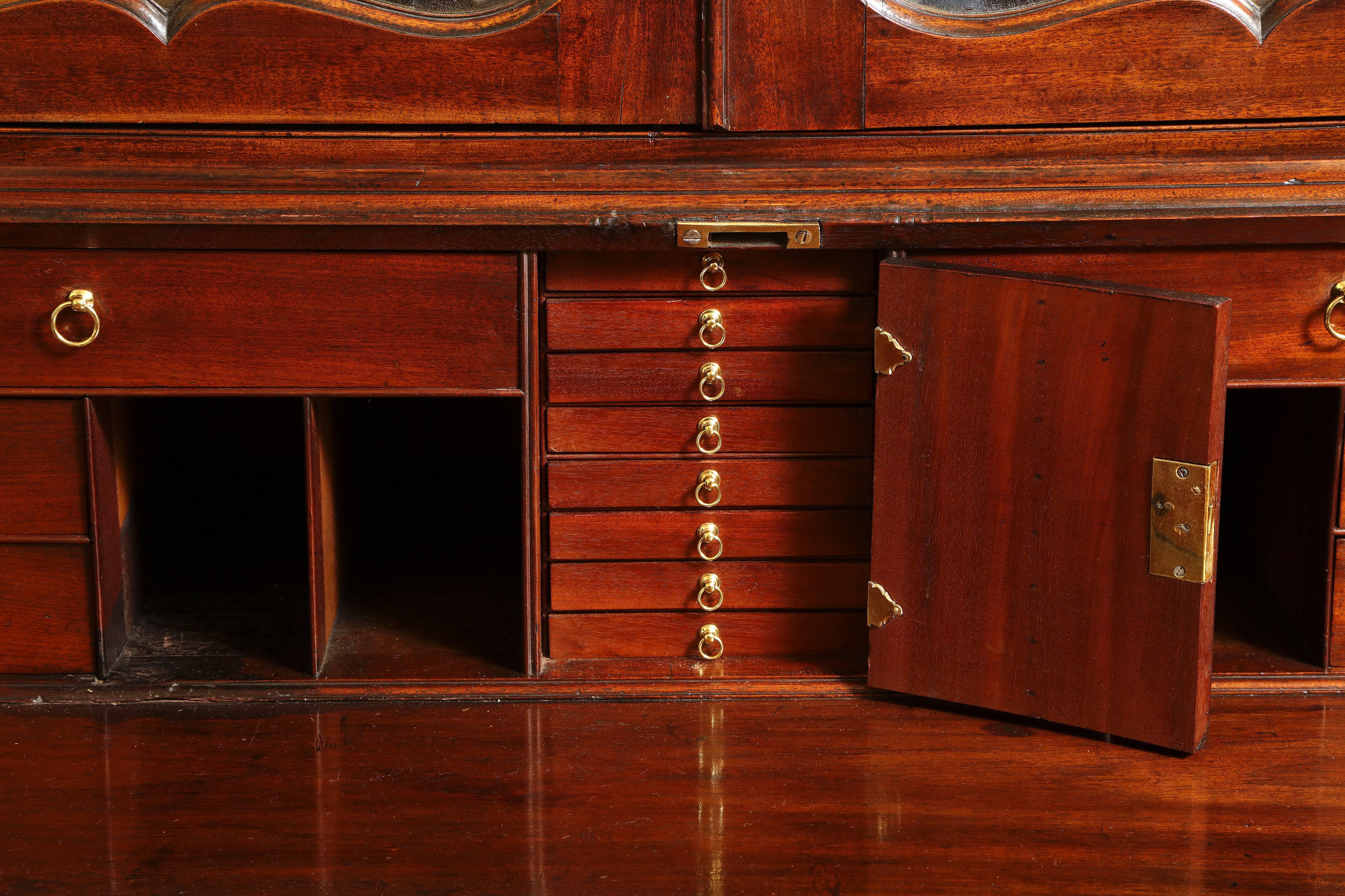 Mid-18th Century George II Mahogany Bureau Bookcase, Attributed to Giles Grendey, circa 1740 For Sale