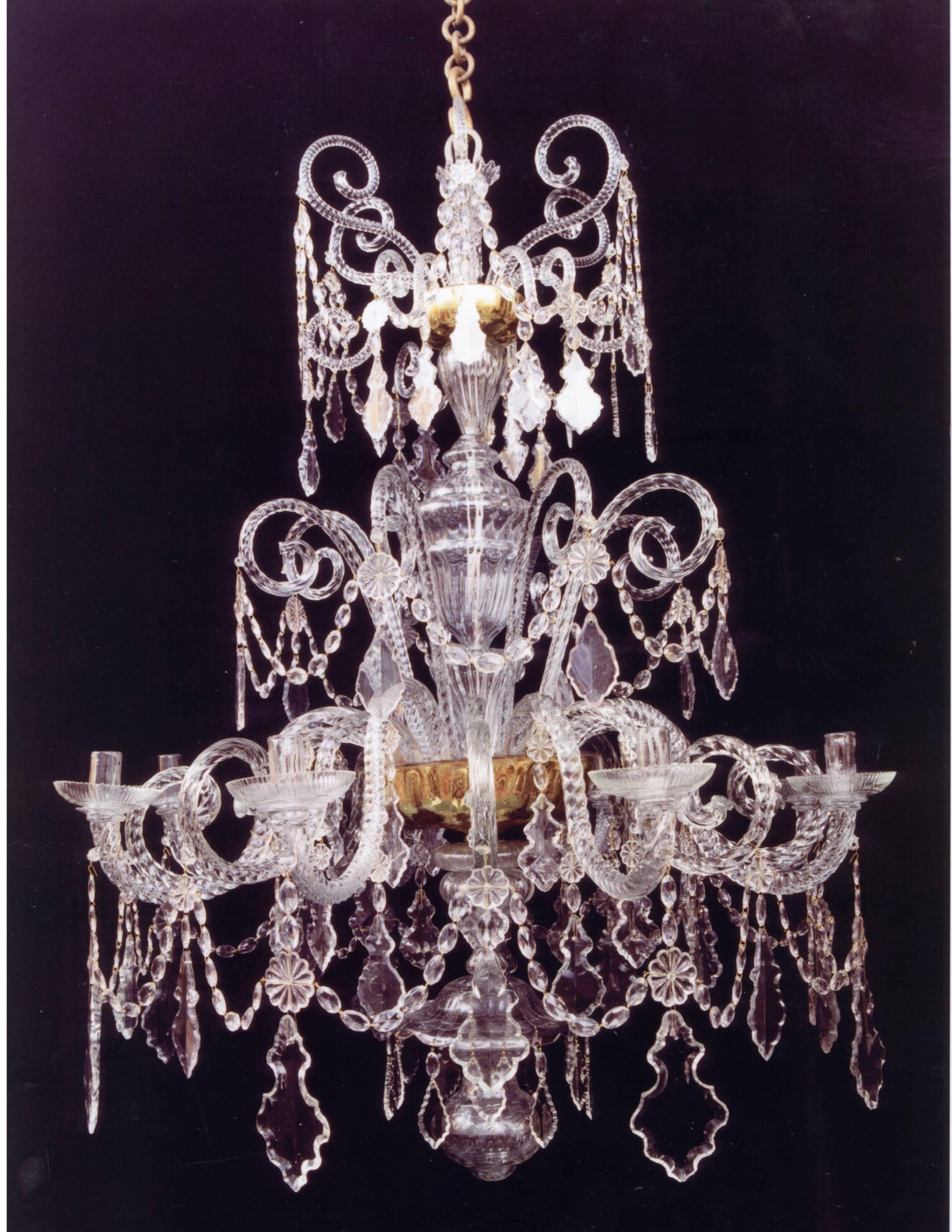Rococo Chandelier Made by Real Fabrica de Cristales de La Granja, circa 1785 For Sale