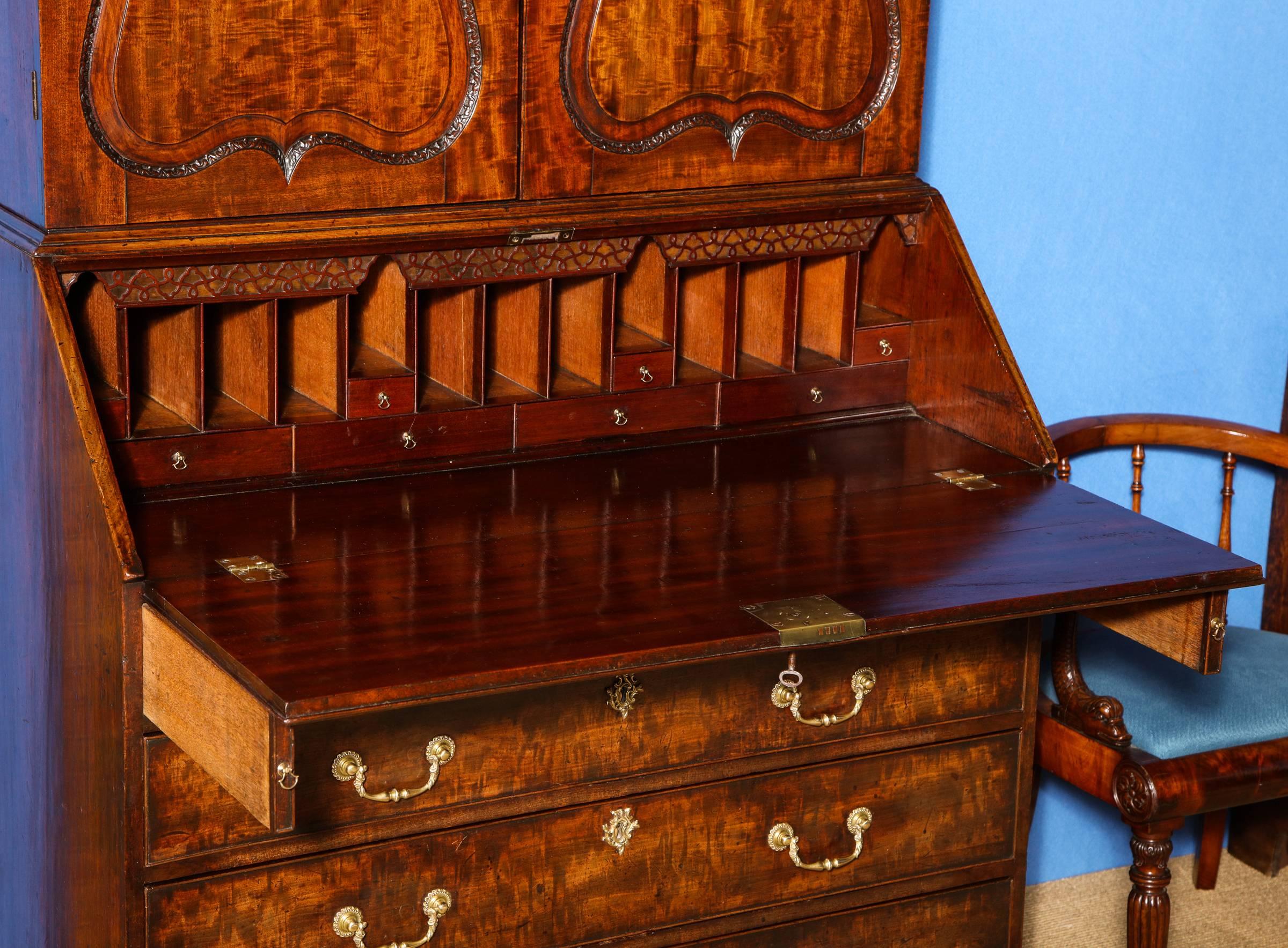 George II Mahogany Bureau Bookcase, Attributed to Giles Grendey, circa 1740 For Sale 2