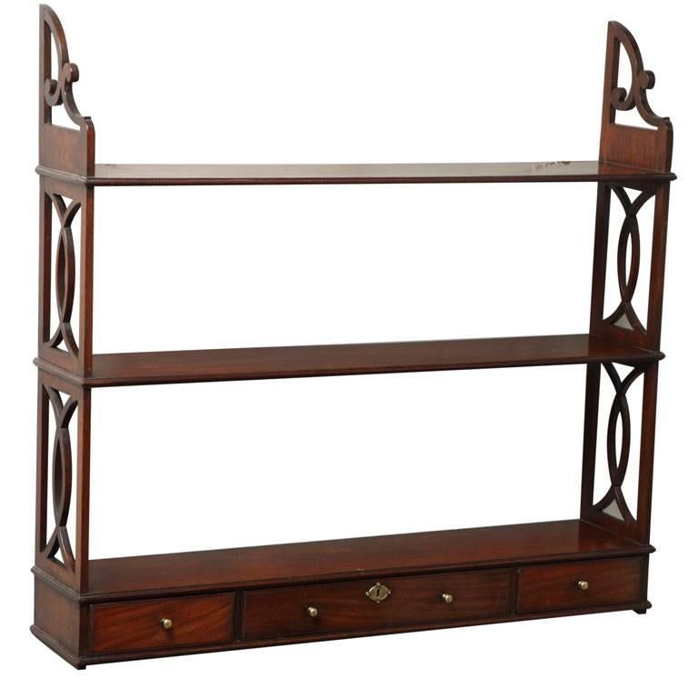 Chinese Chippendale Mahogany Hanging Shelves, English, circa 1765 For Sale