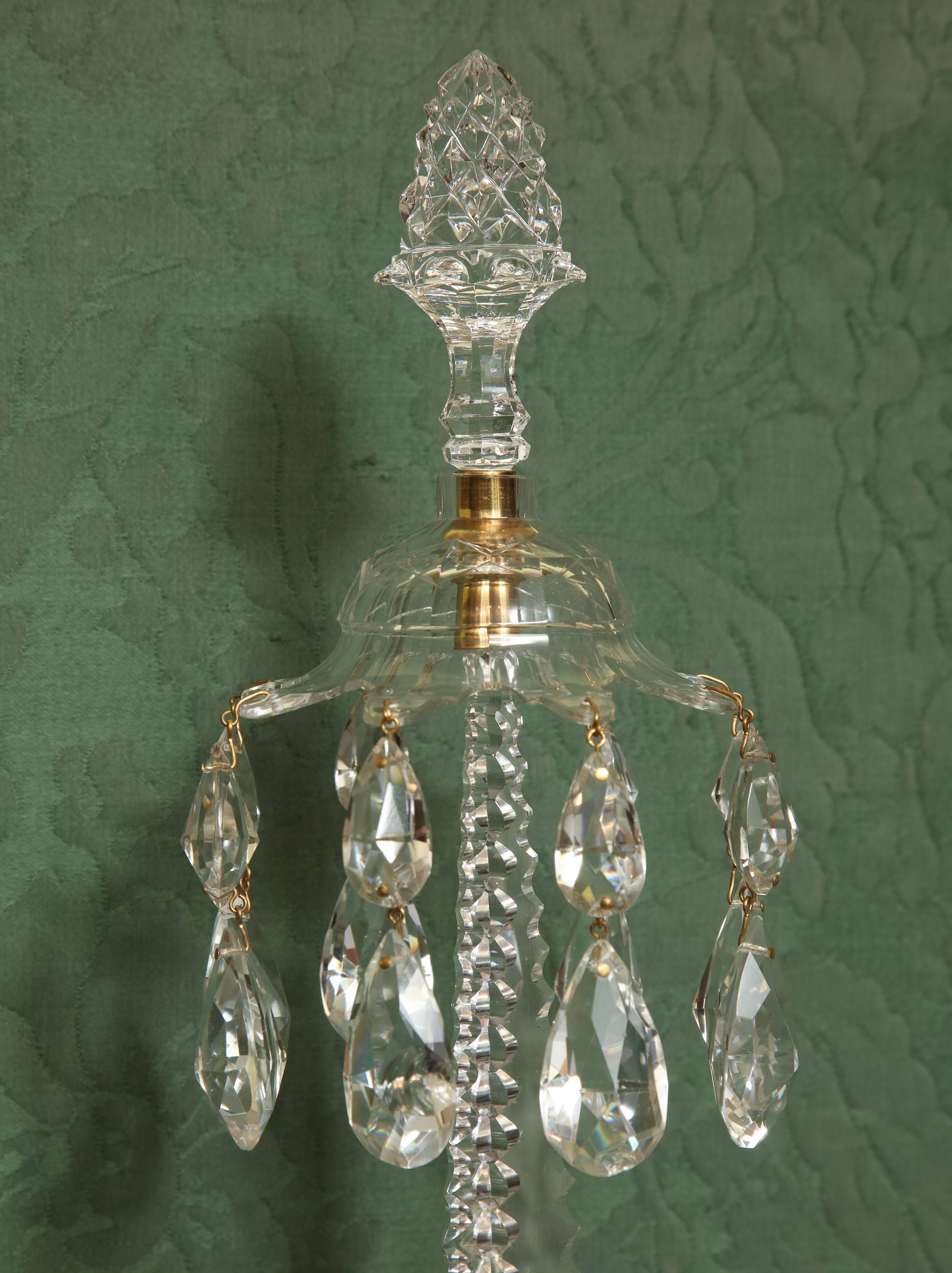 British Pair of Adam Cut Crystal and Ormolu Two-Light Wall Sconces, English, circa 1775 For Sale